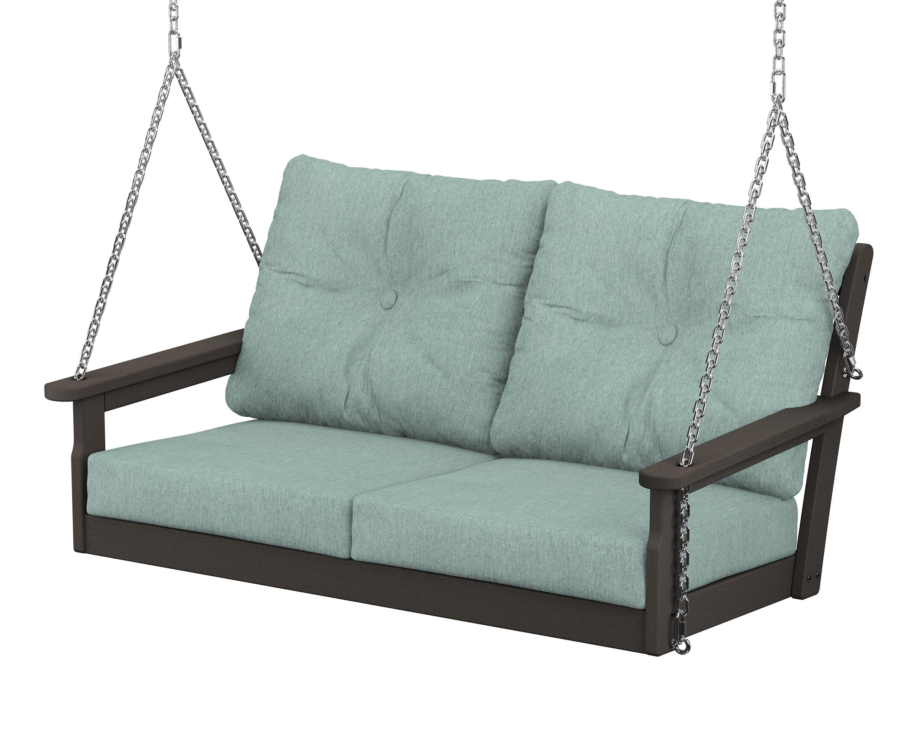 Vineyard Deep Seating Swing in Vintage Coffee / Glacier Spa