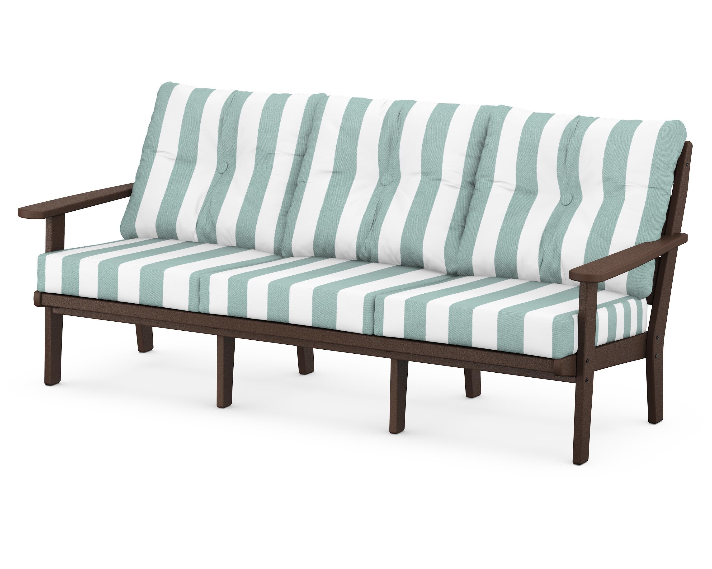 Lakeside Deep Seating Sofa in Mahogany / Cabana Stripe Glacier Spa