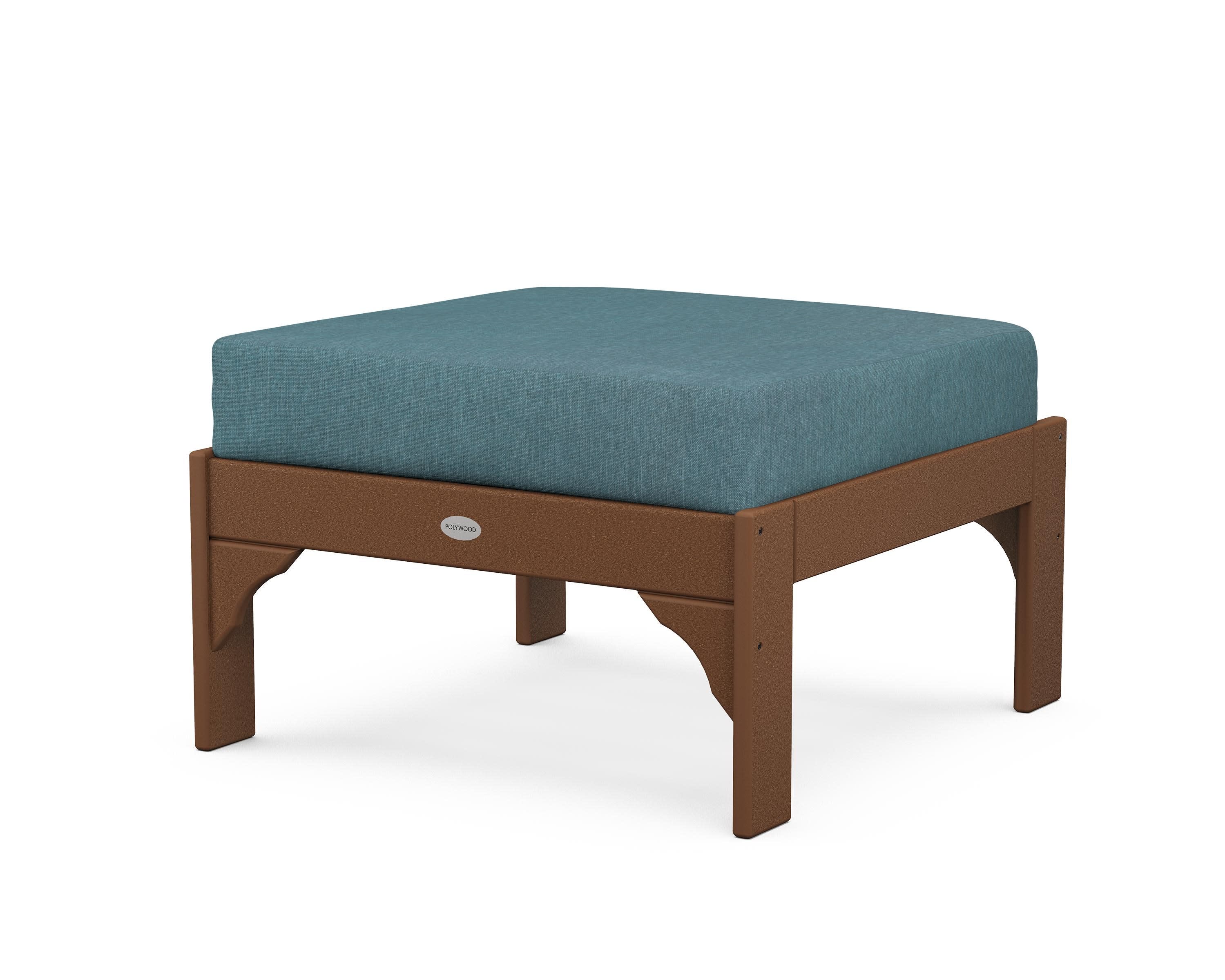 Vineyard Deep Seating Ottoman in Teak / Ocean Teal