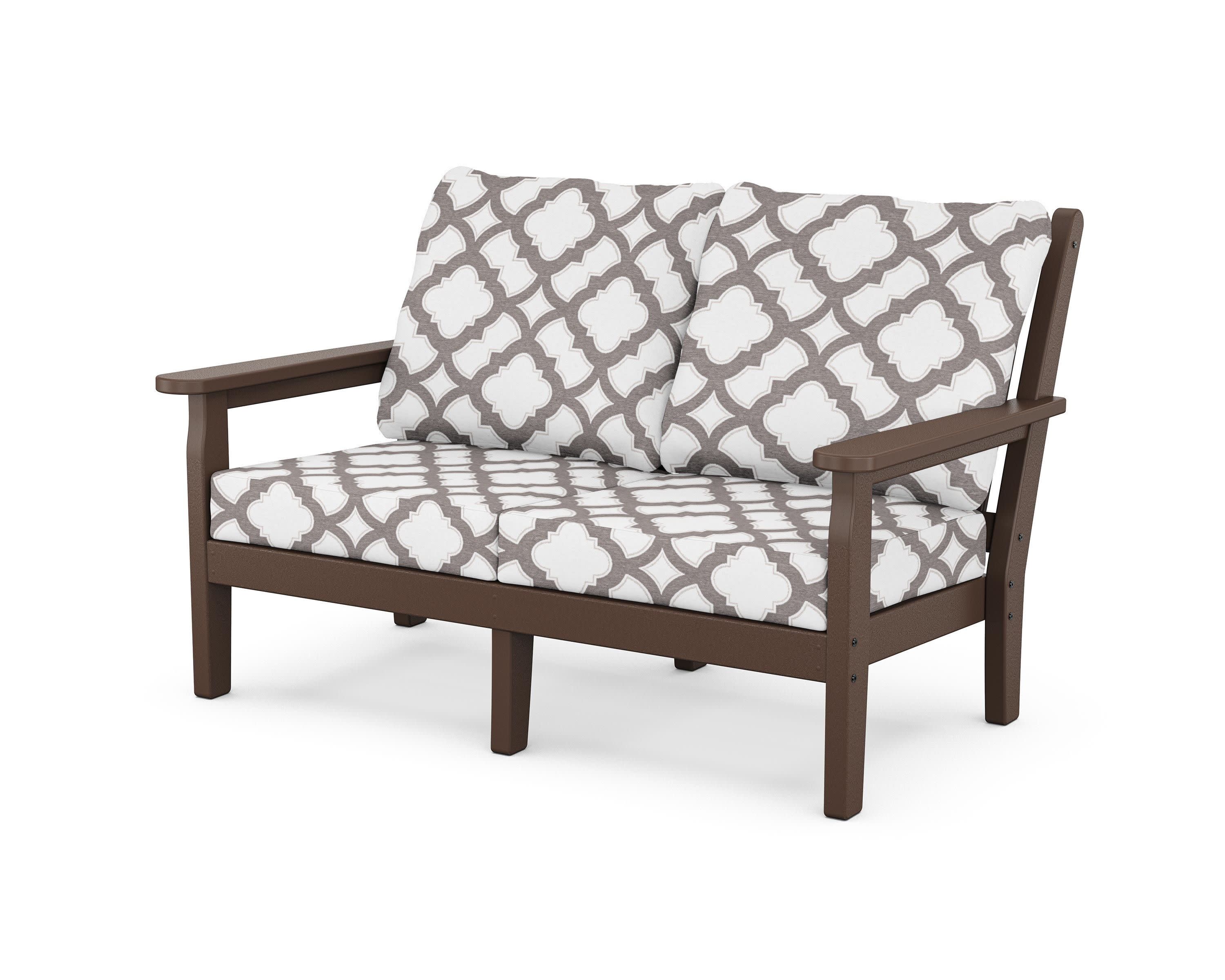 Chippendale Deep Seating Loveseat in Mahogany / Trellis Grey Mist