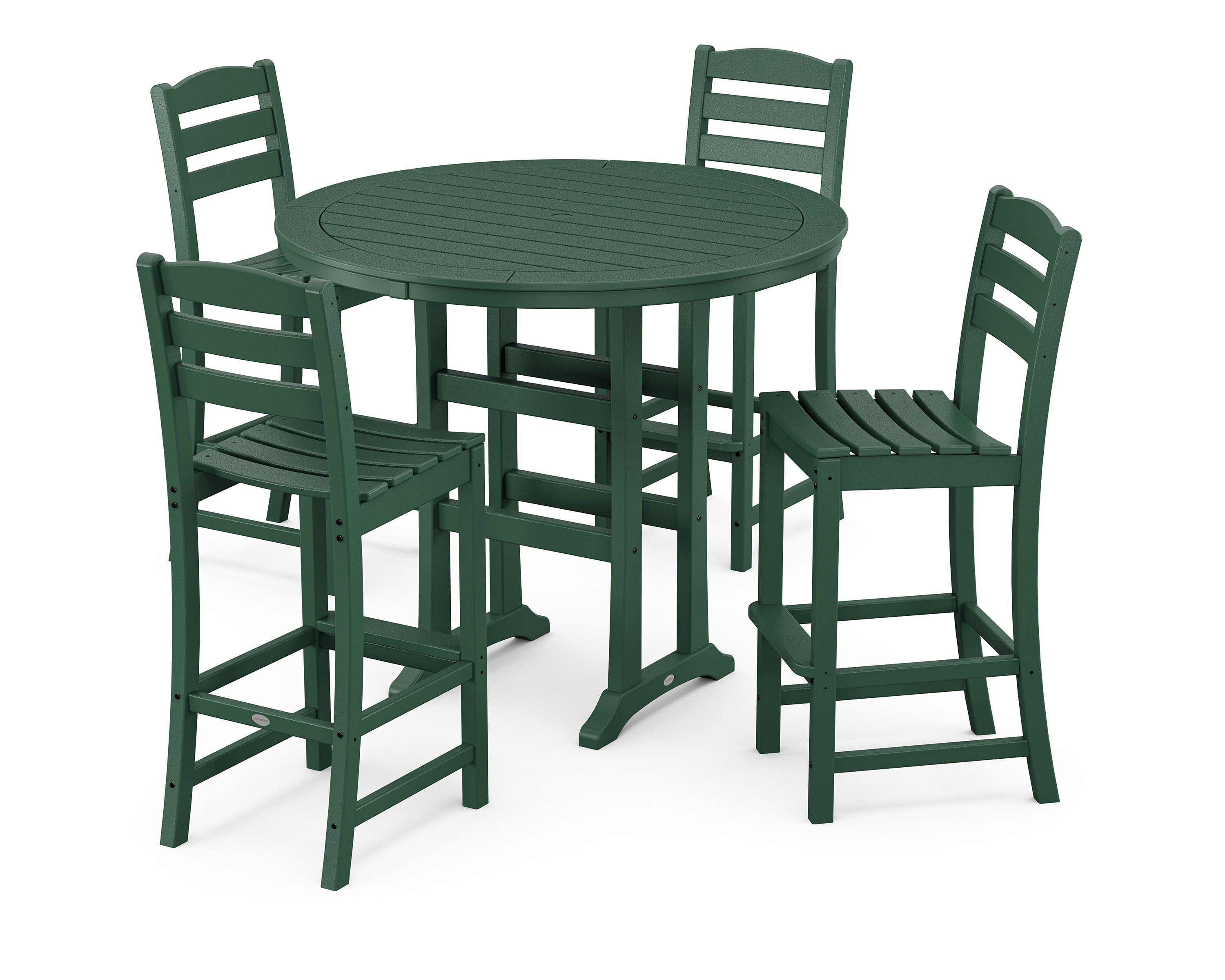 La Casa Caf 5-Piece Side Chair Bar Dining Set in Green