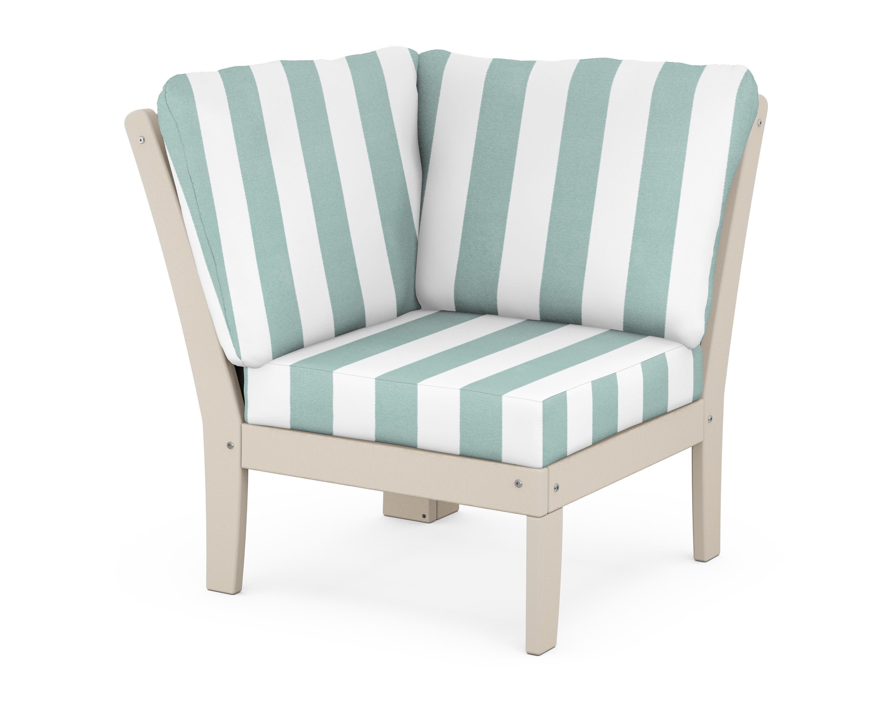 Braxton Modular Corner Chair in Sand / Cabana Stripe Glacier Spa