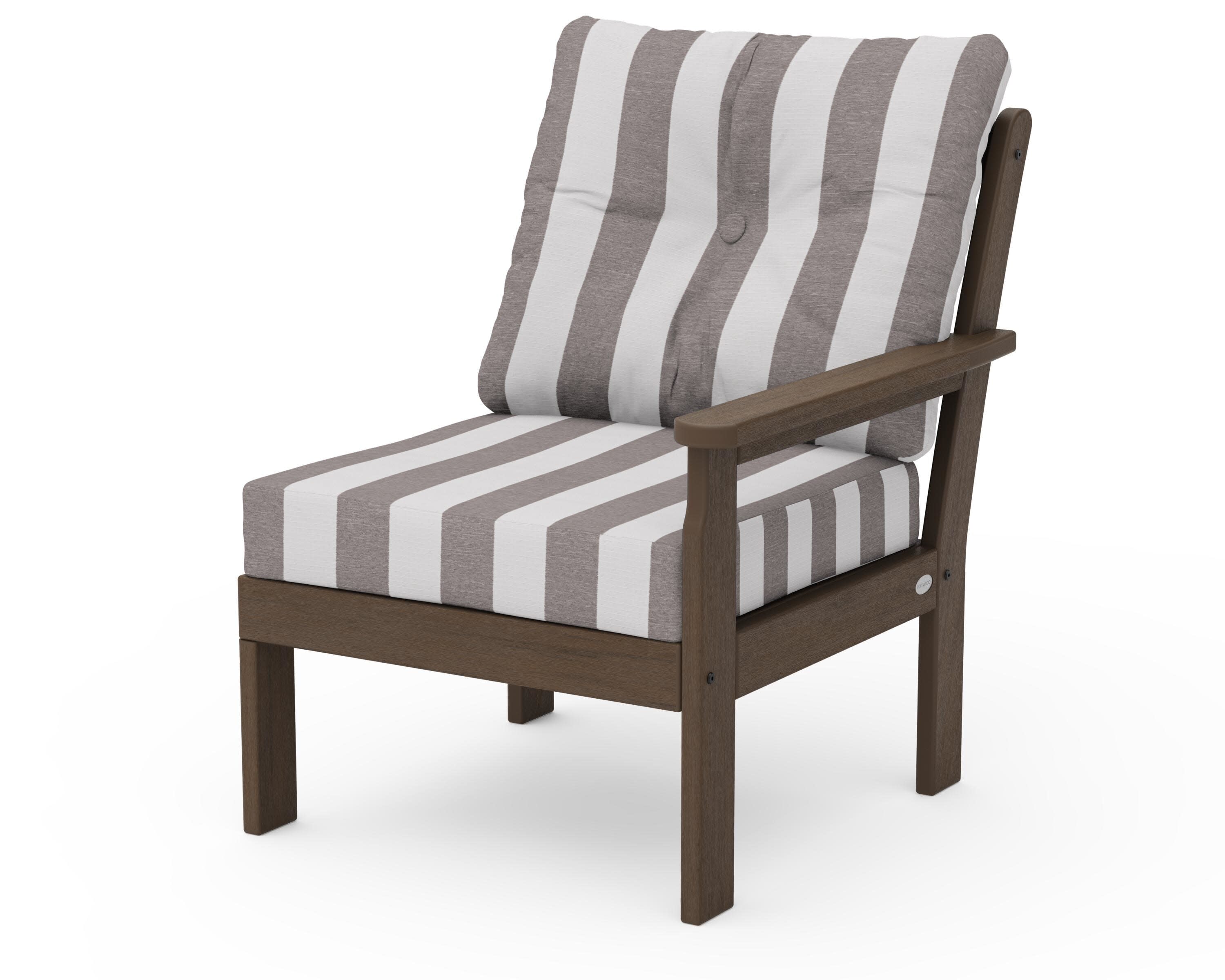 Vineyard Modular Right Arm Chair in Kona / Cabana Stripe Grey Mist