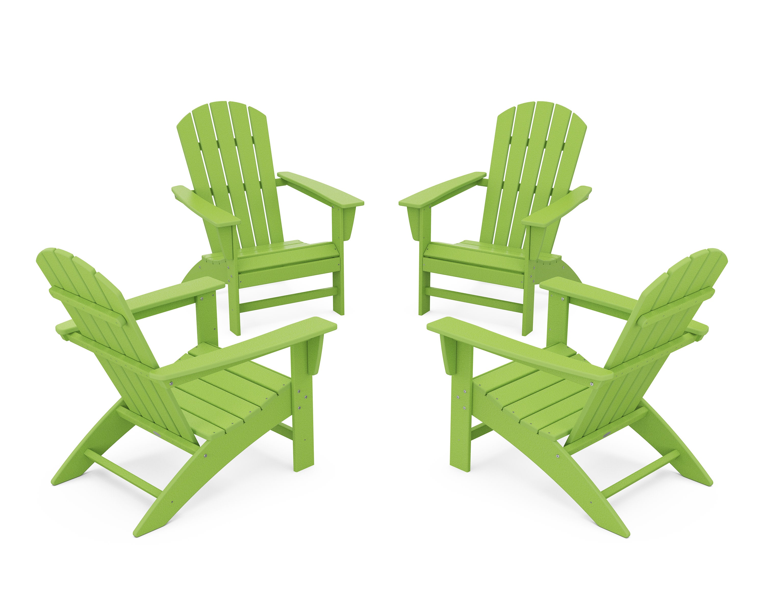 Nautical 4-Piece Adirondack Conversation Set in Lime