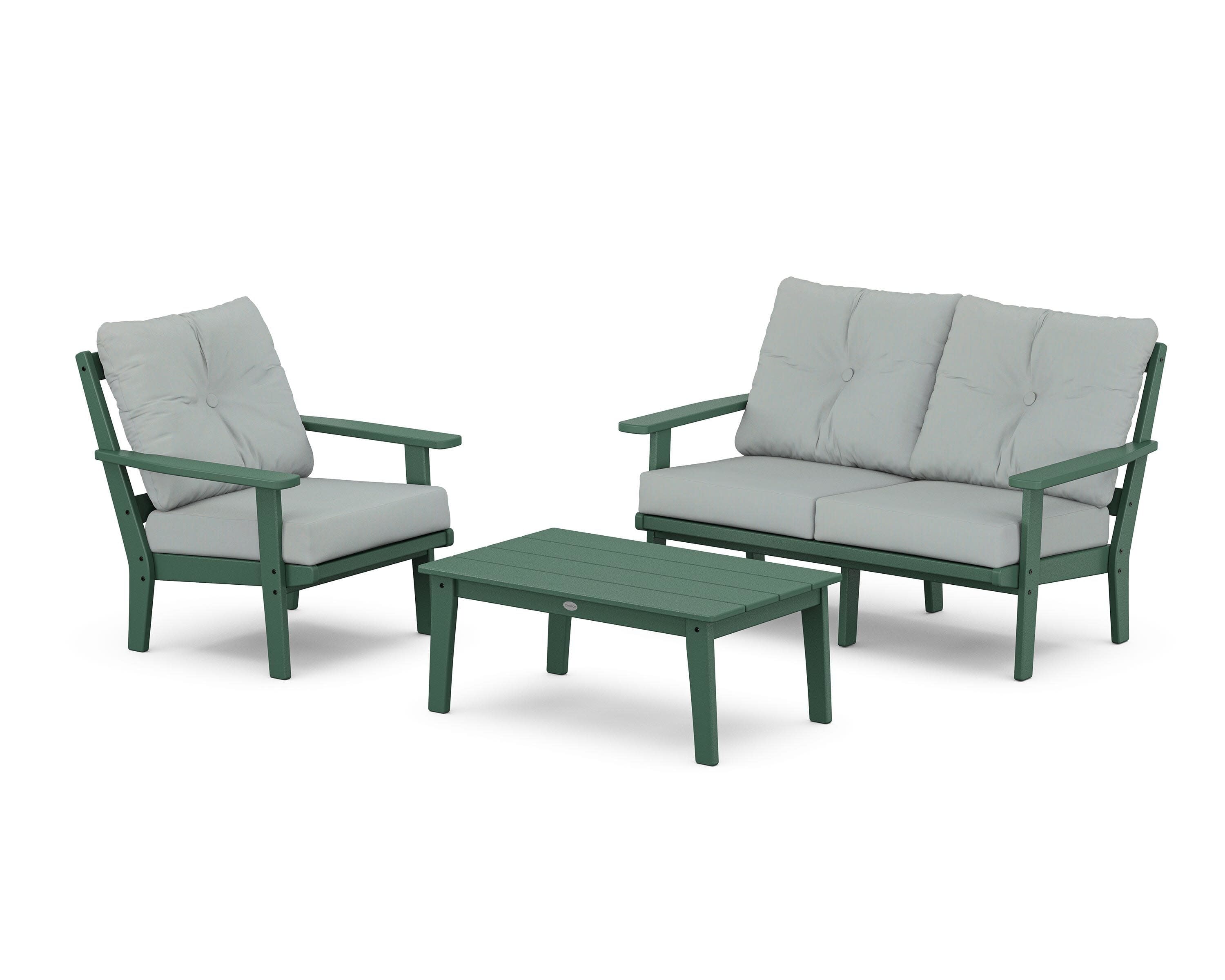 Prairie 3-Piece Deep Seating Set with Loveseat in Green / Spa