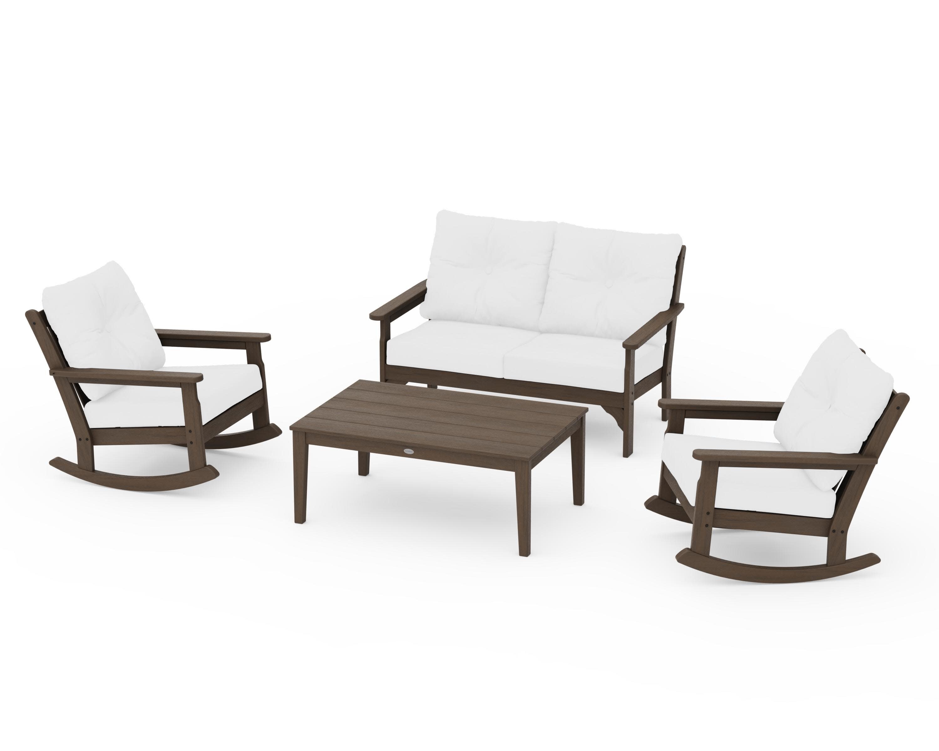 Vineyard 4-Piece Deep Seating Rocking Chair Set in Kona / Natural
