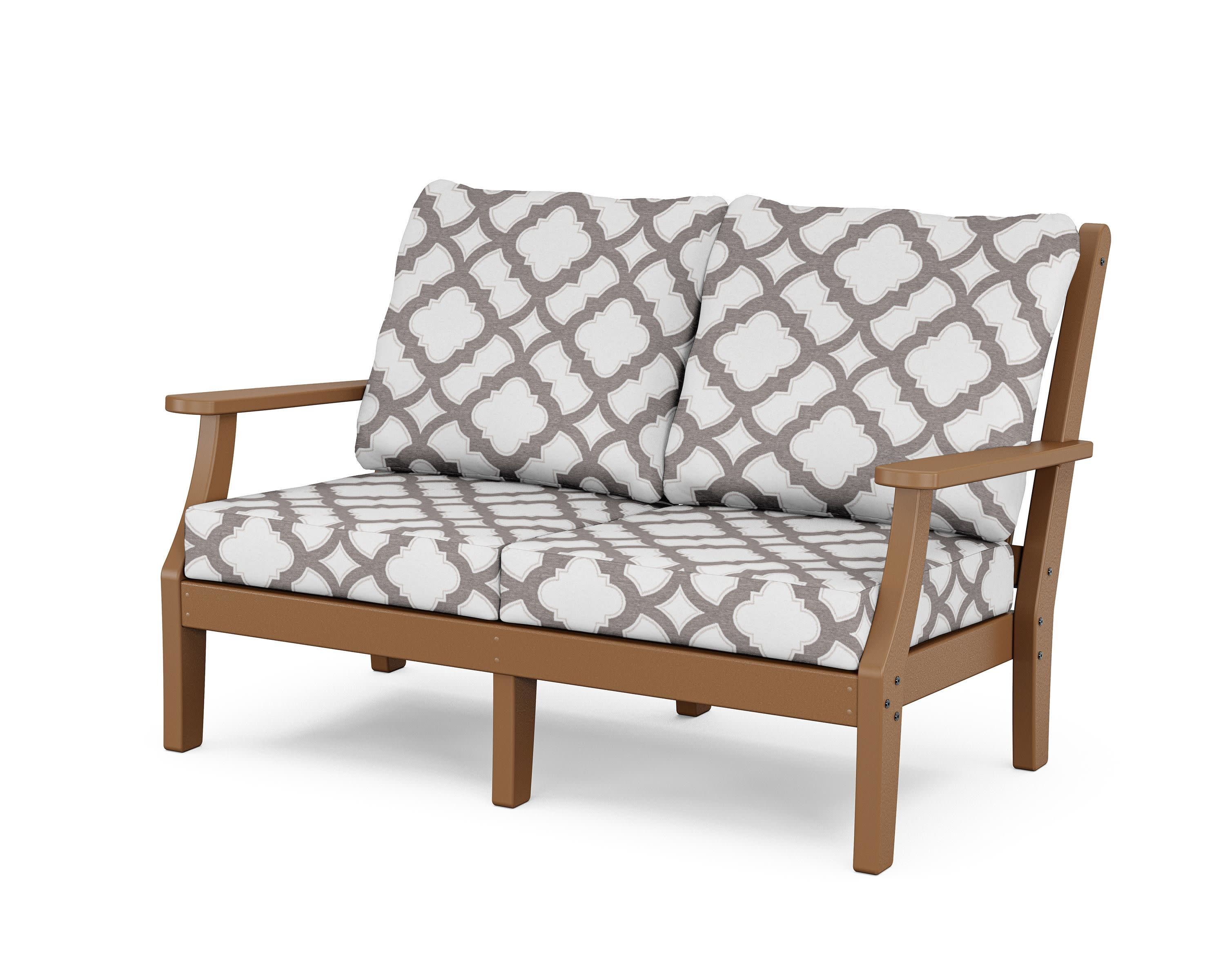 Wovendale Deep Seating Loveseat in Teak / Trellis Grey Mist