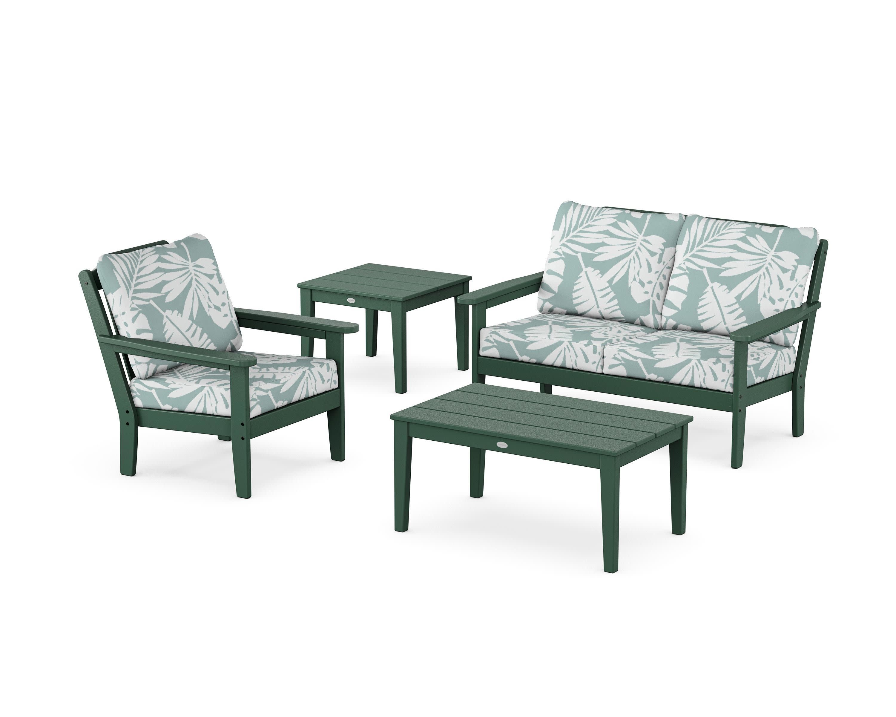 Wovendale 4-Piece Deep Seating Set in Green / Leaf Glacier Spa