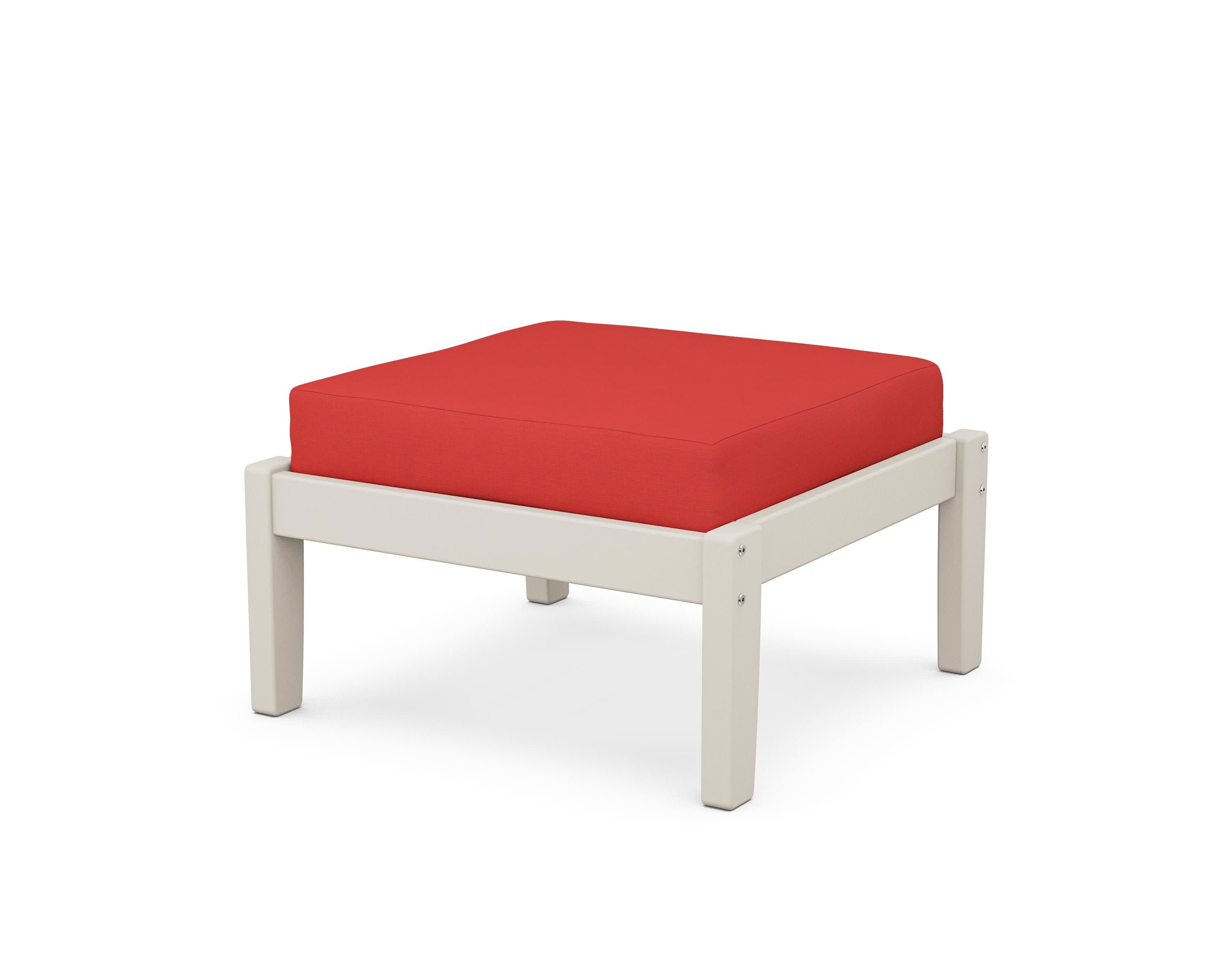 Deep Seating Ottoman in Sand / Crimson Linen