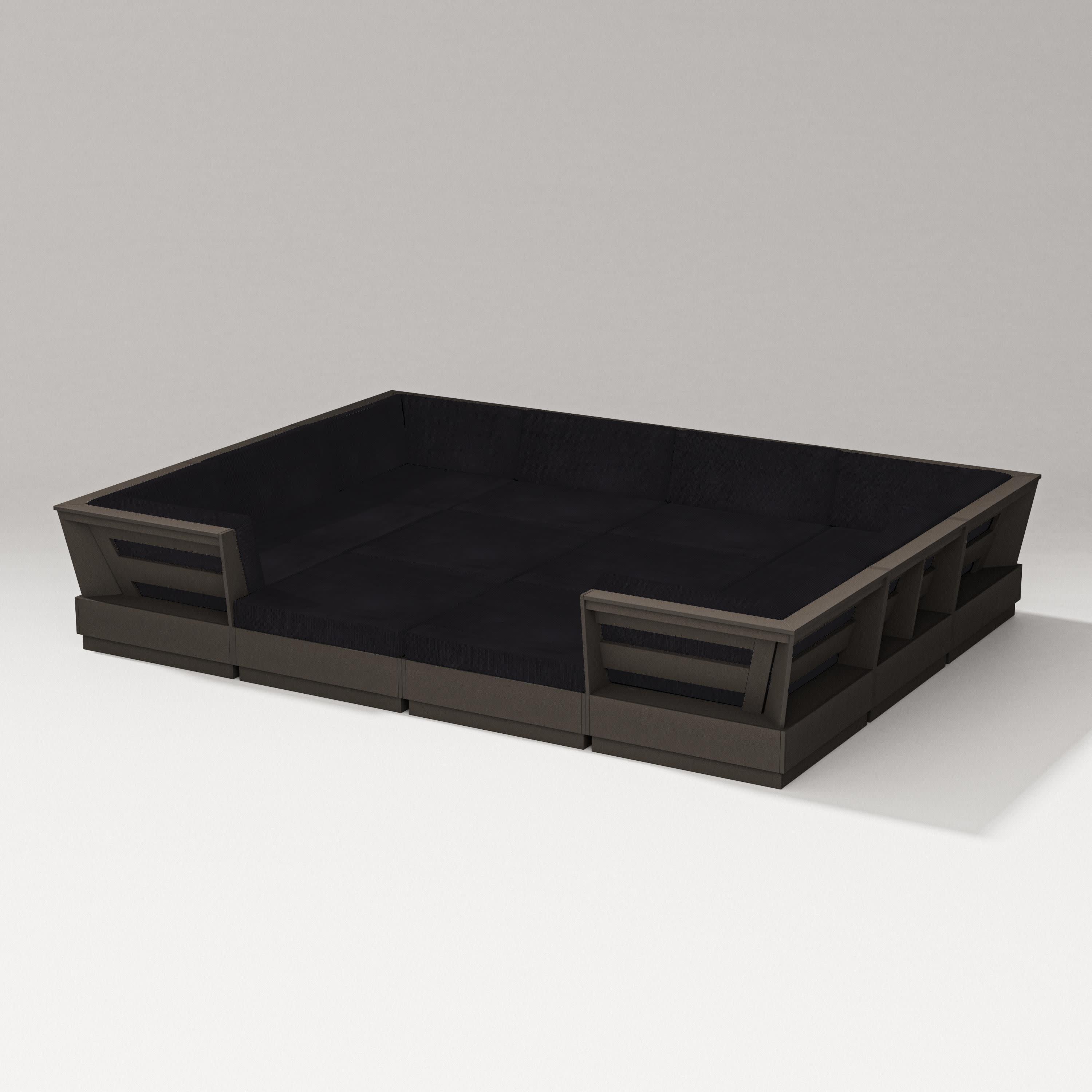 Elevate 12-Piece Pit Sectional in Vintage Coffee / Midnight Linen