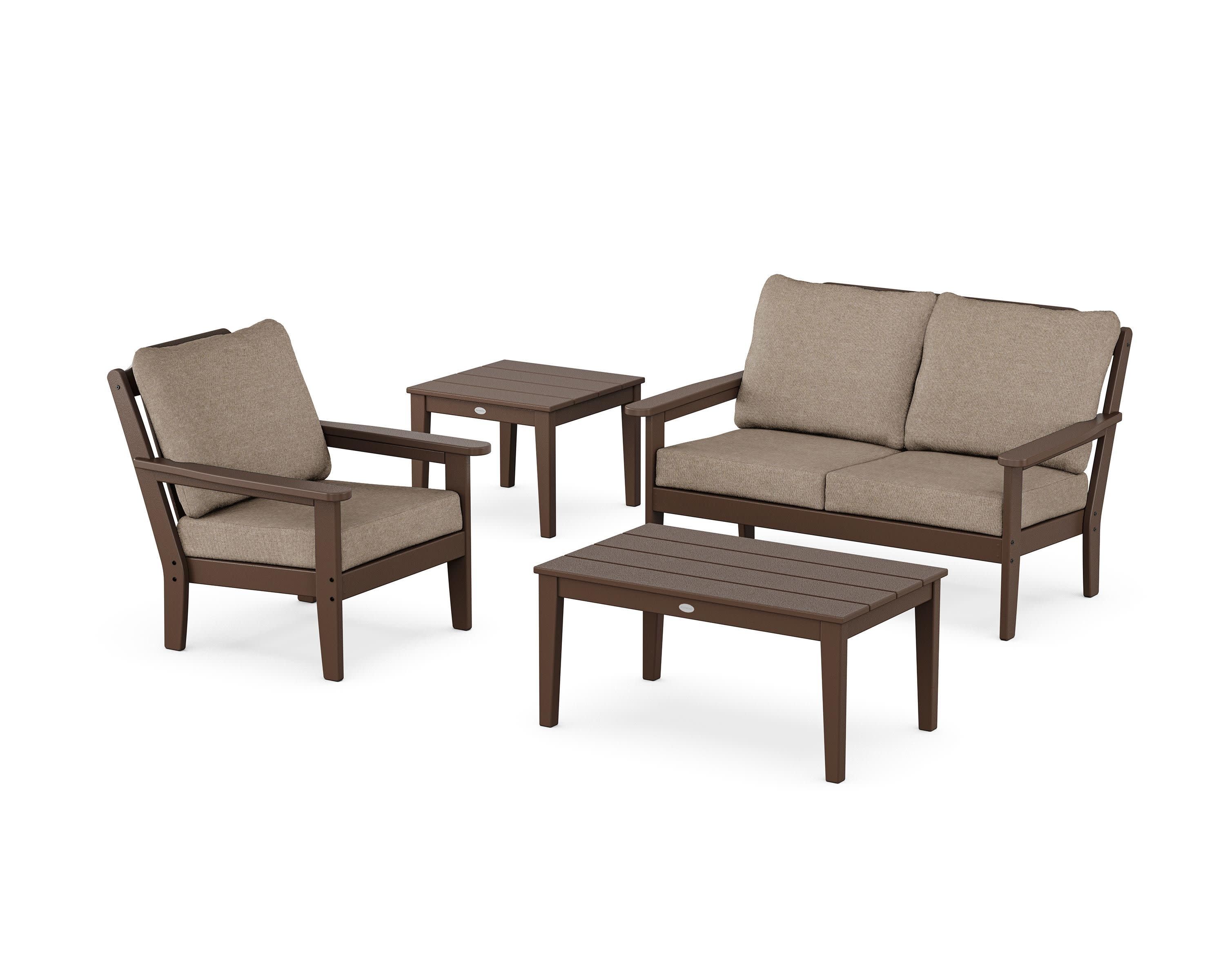 Wovendale 4-Piece Deep Seating Set in Mahogany / Spiced Burlap