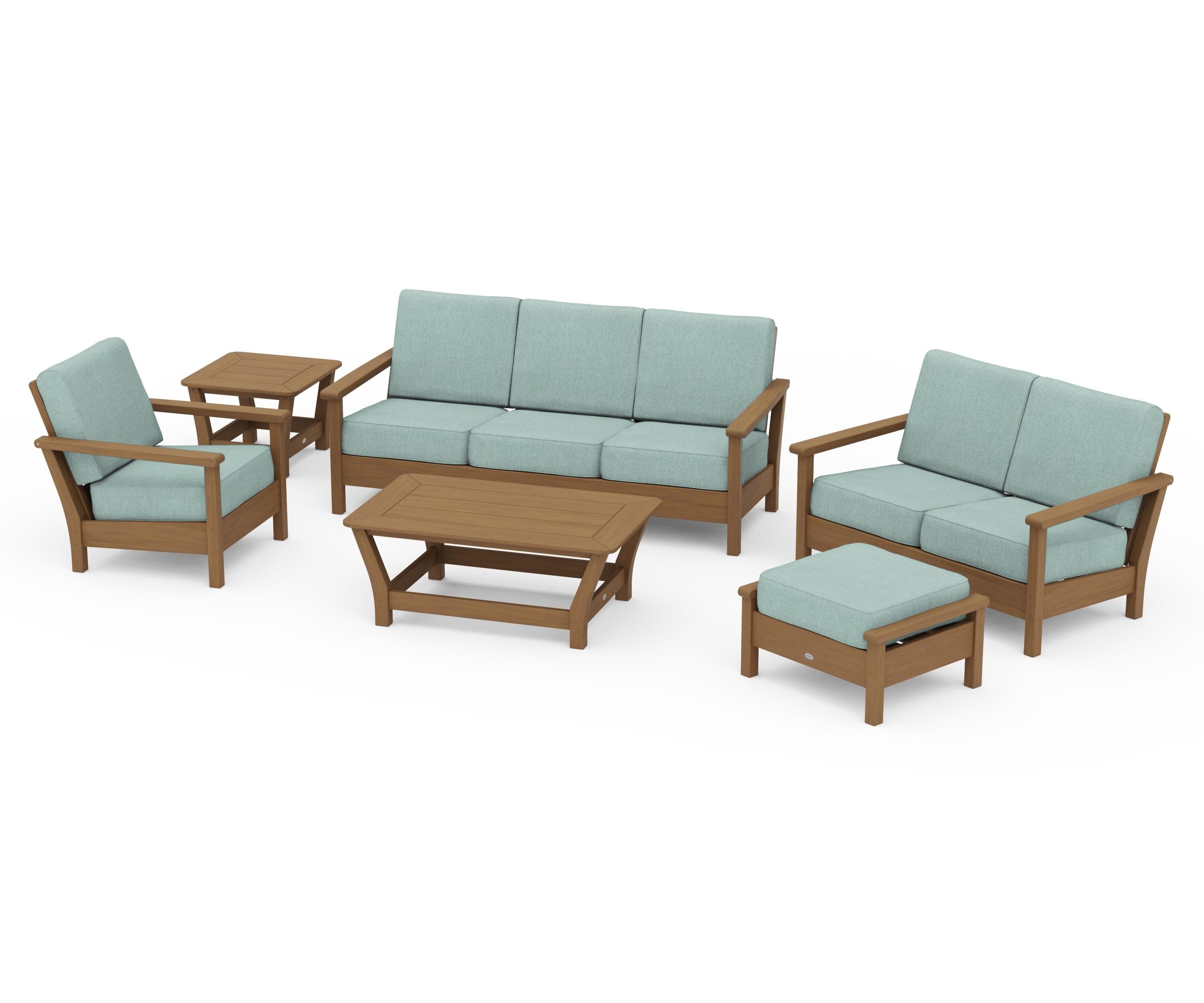 Harbour 6-Piece Outdoor Living Set in Natural / Glacier Spa