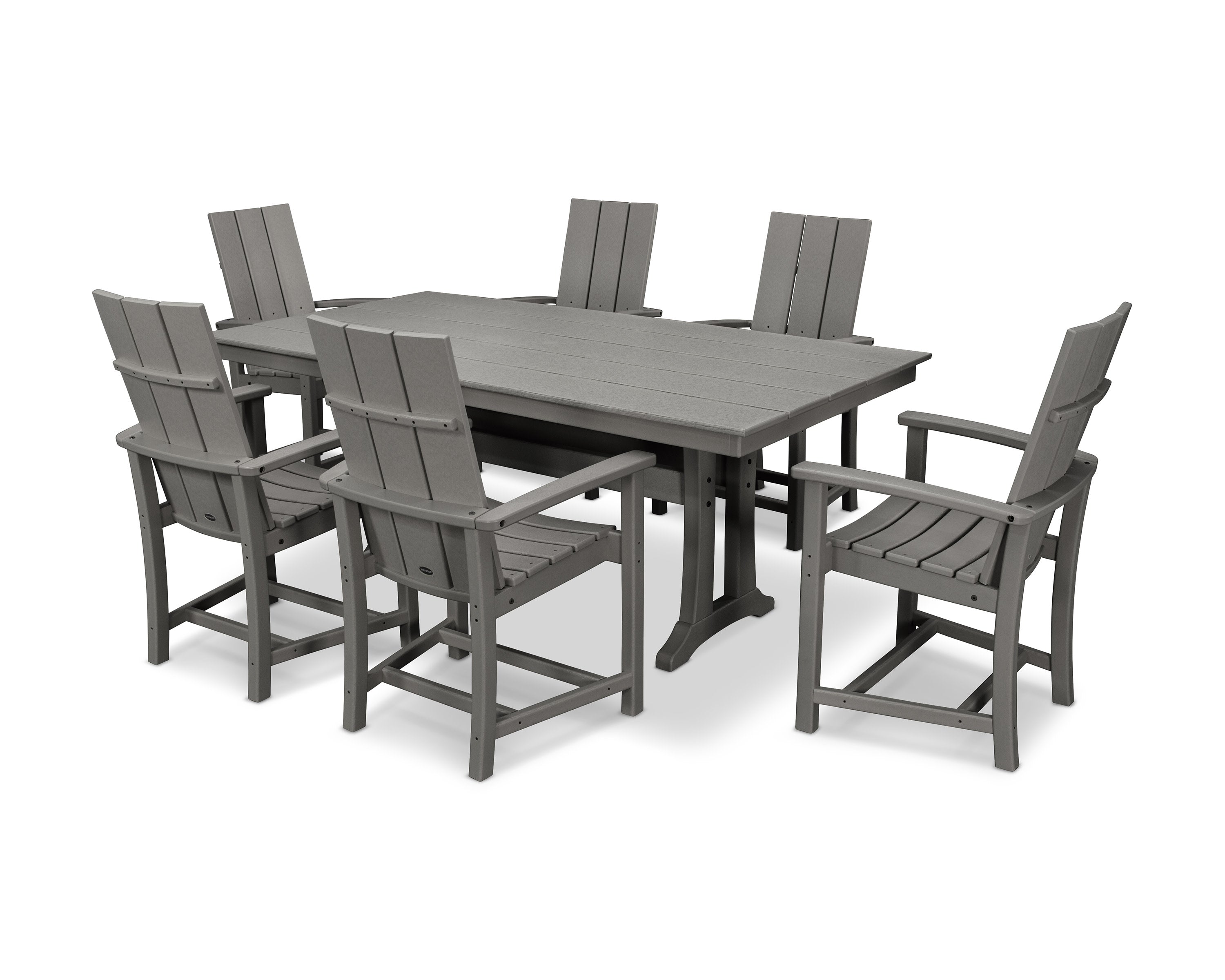 Modern Adirondack 7-Piece Farmhouse Dining Set with Trestle Legs in Slate Grey