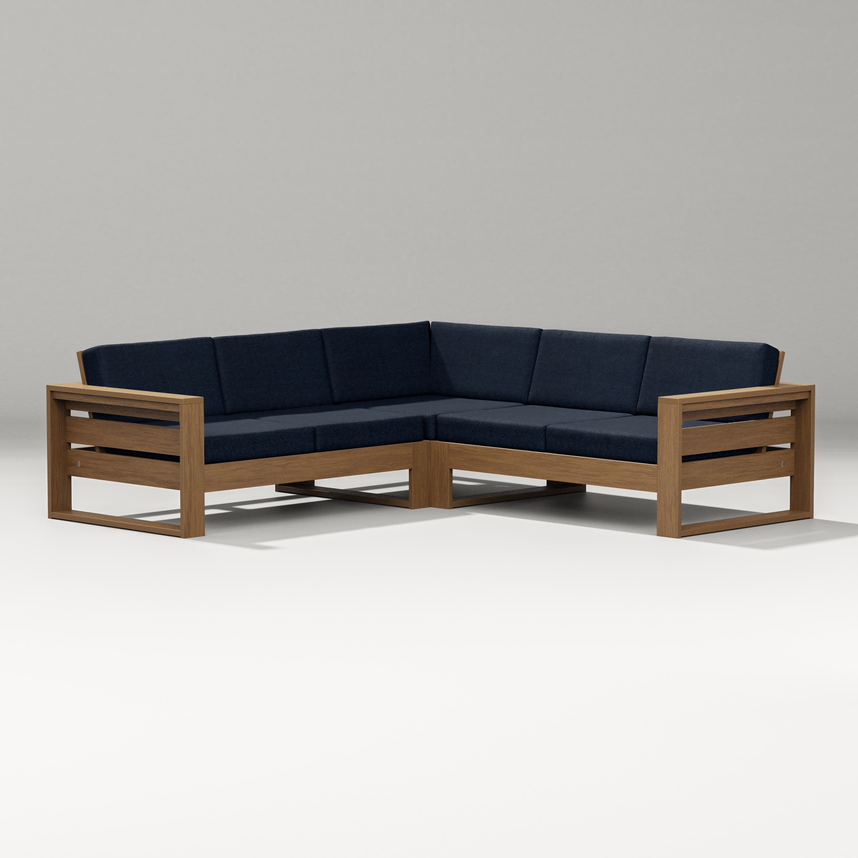 Latitude Corner Sectional in Natural / Marine Indigo