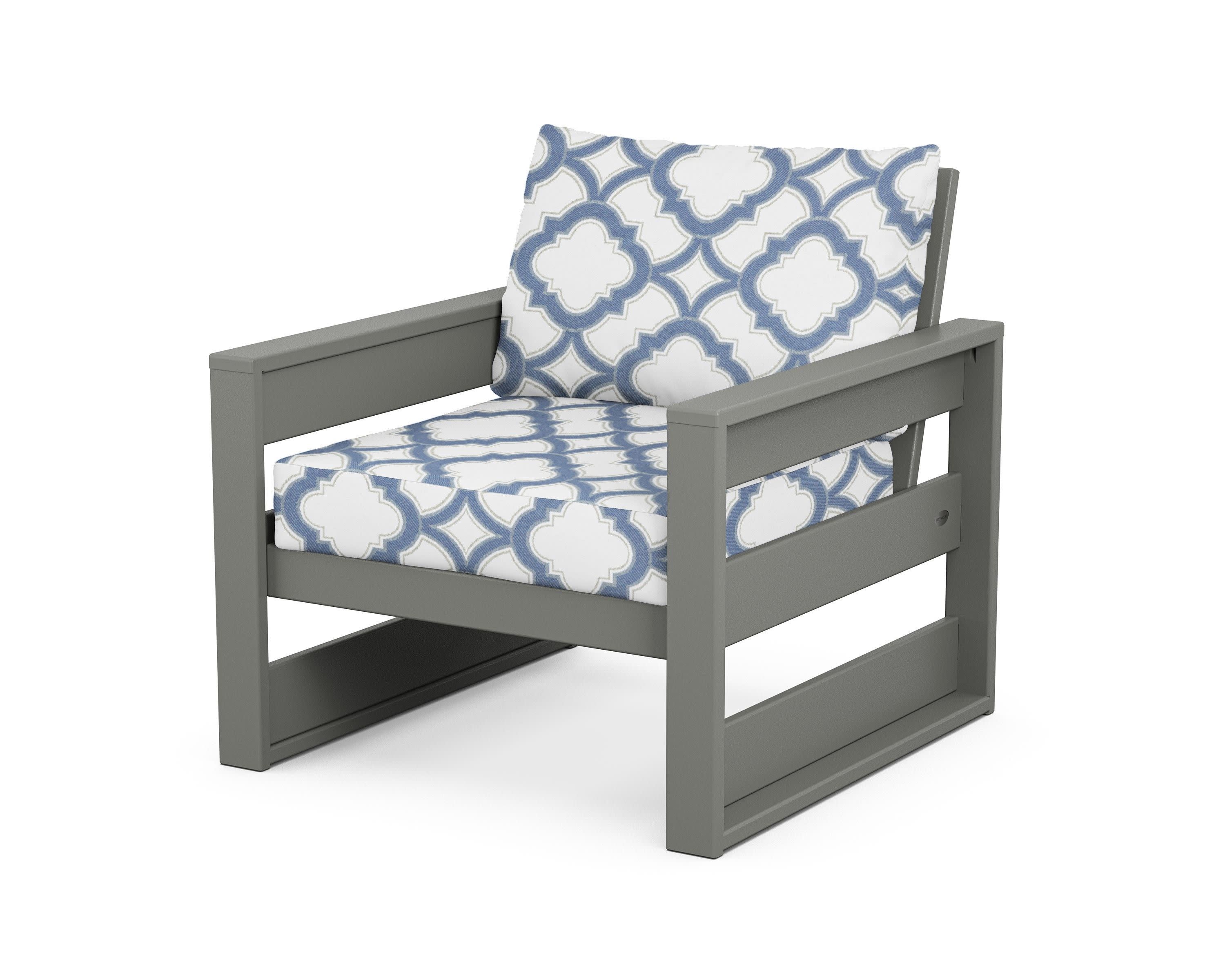 Westport Club Chair in Slate Grey / Trellis Sky Blue