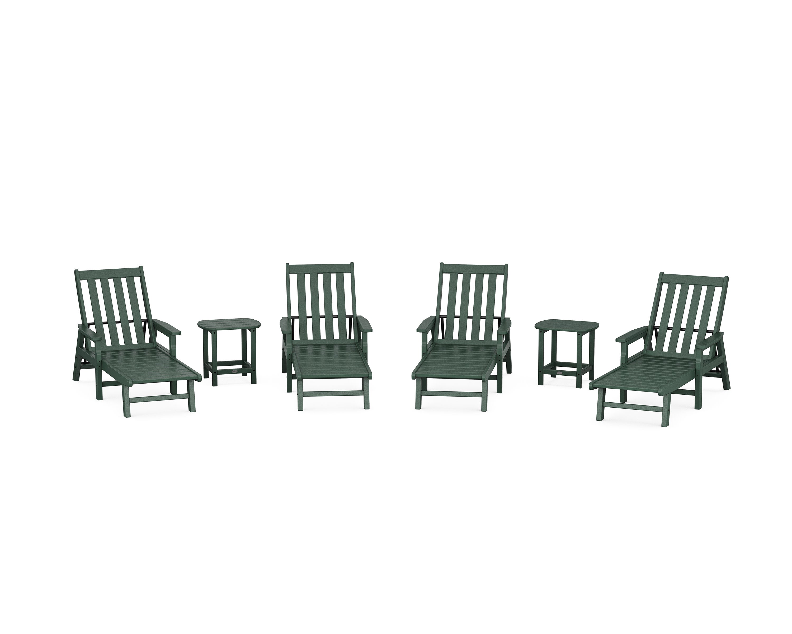 Vineyard 6-Piece Chaise with Arms Set in Green