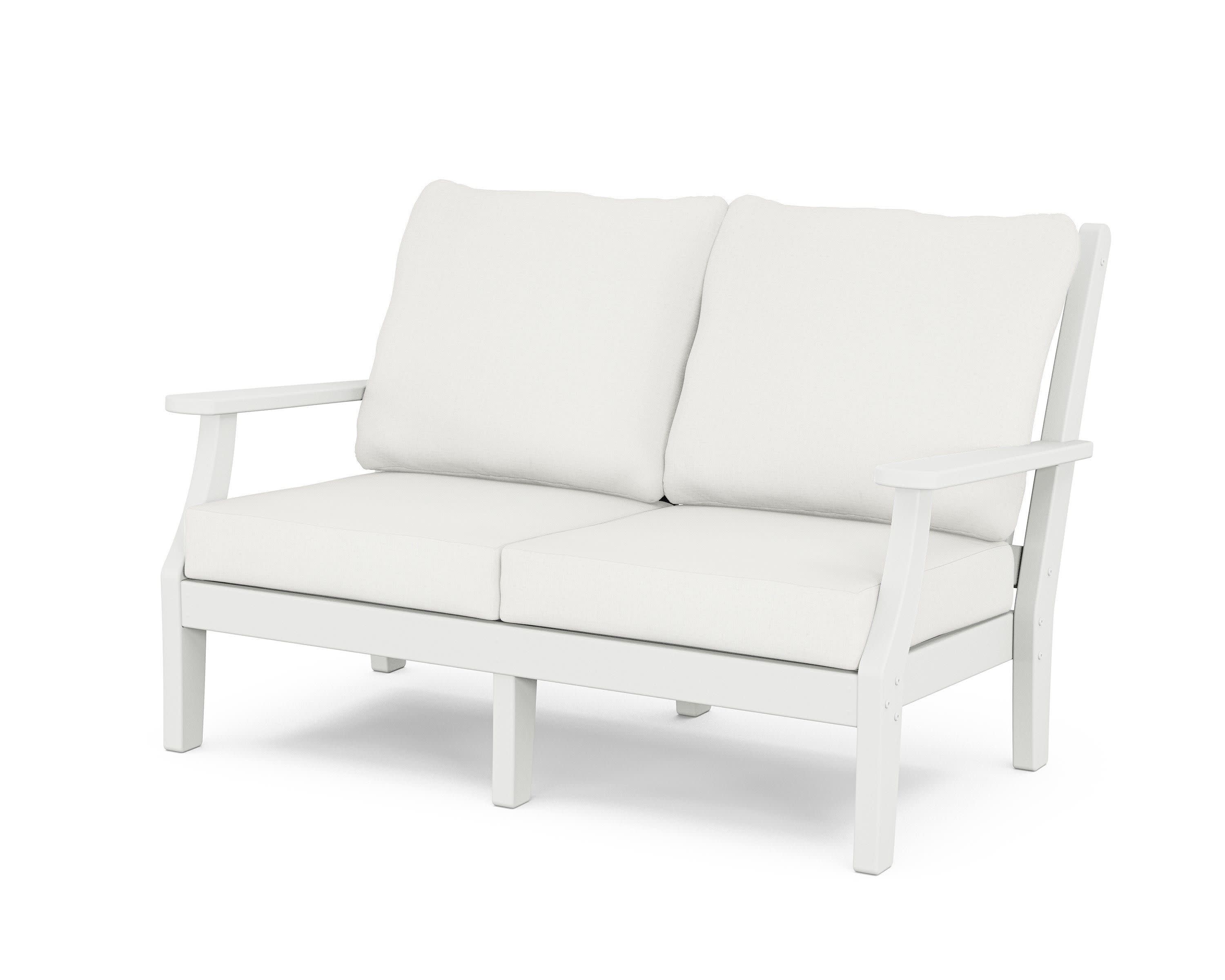 Wovendale Deep Seating Loveseat in White / Natural Linen