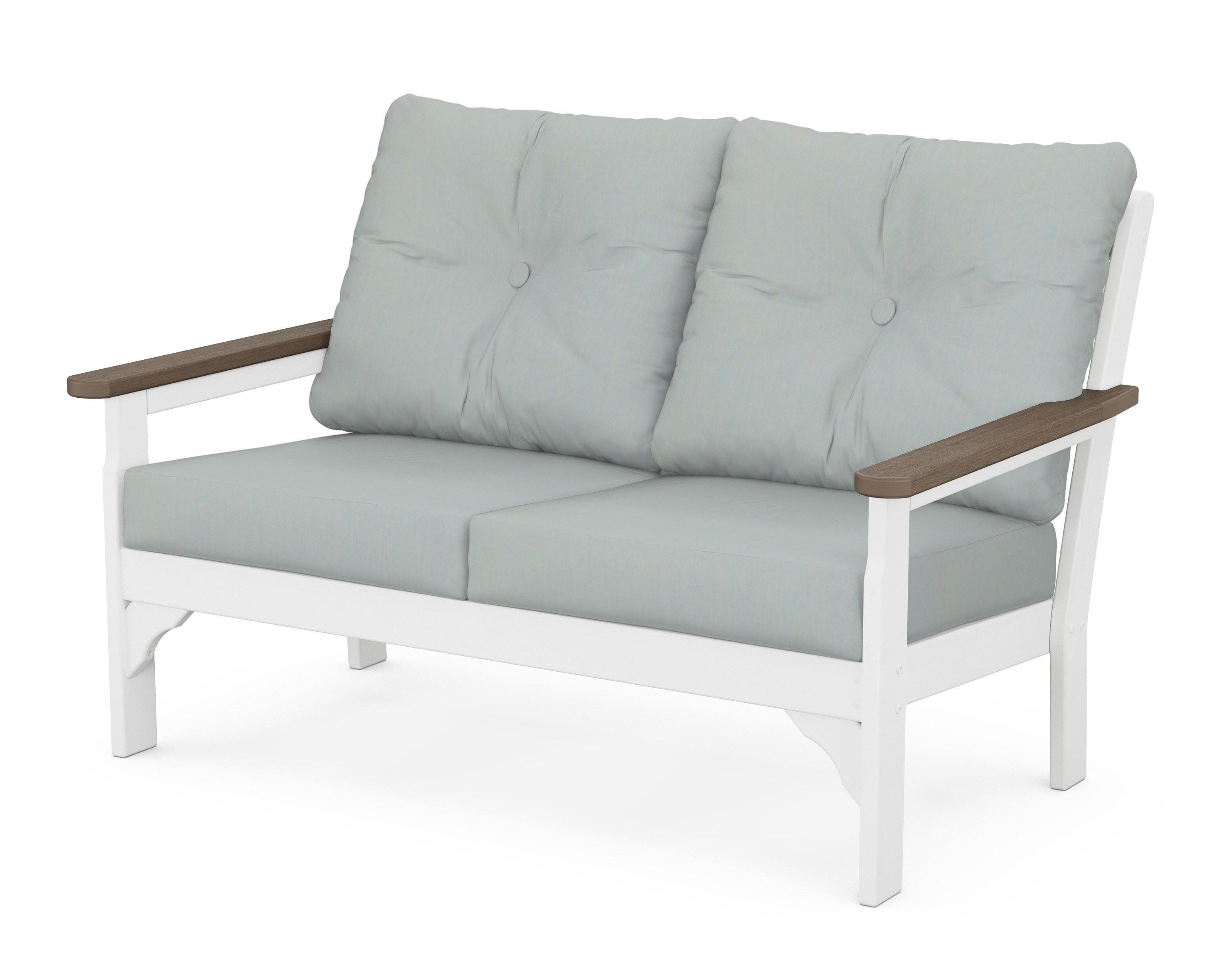 Vineyard Deep Seating Loveseat in White / Kona / Spa