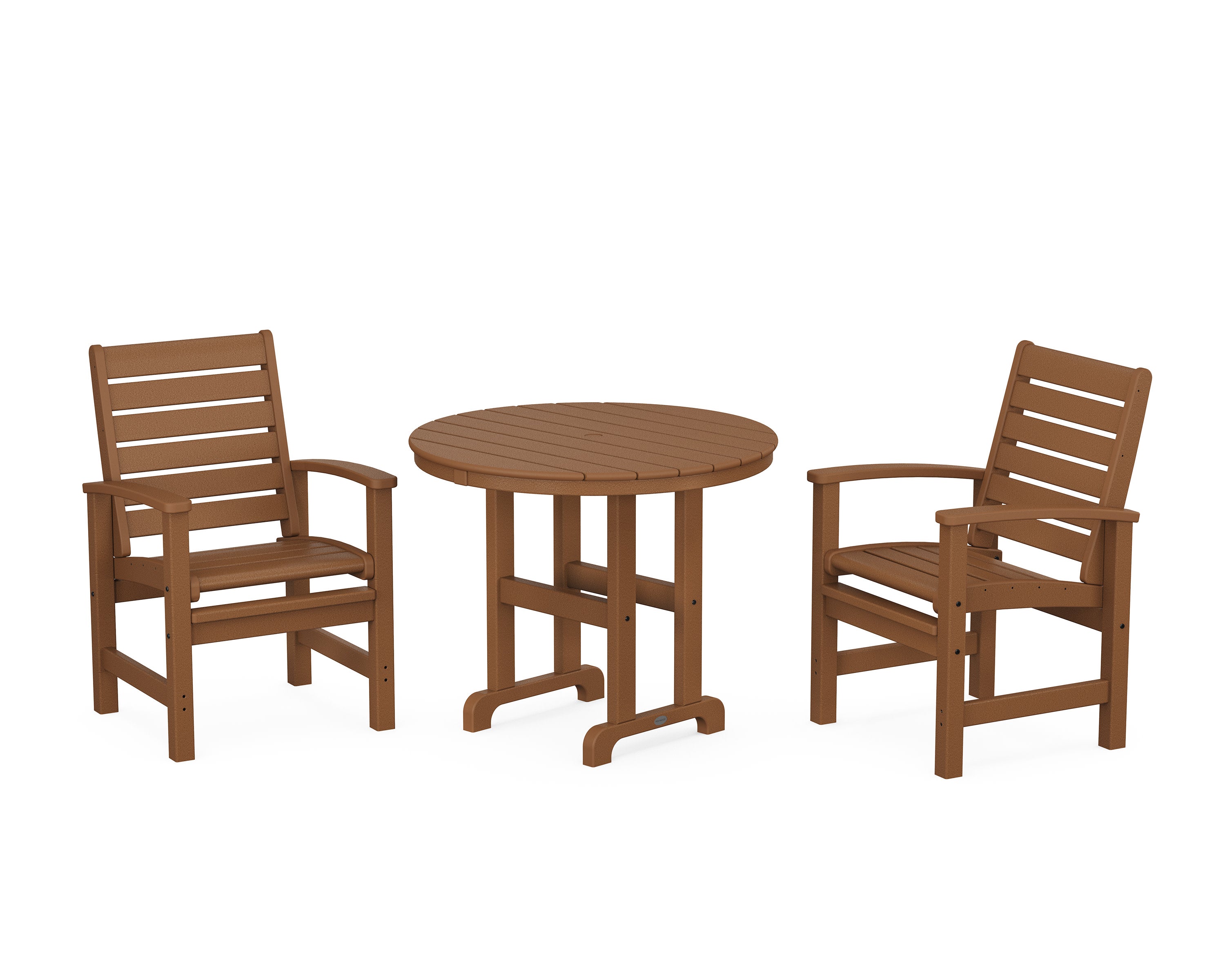 Signature 3-Piece Round Farmhouse Dining Set in Teak