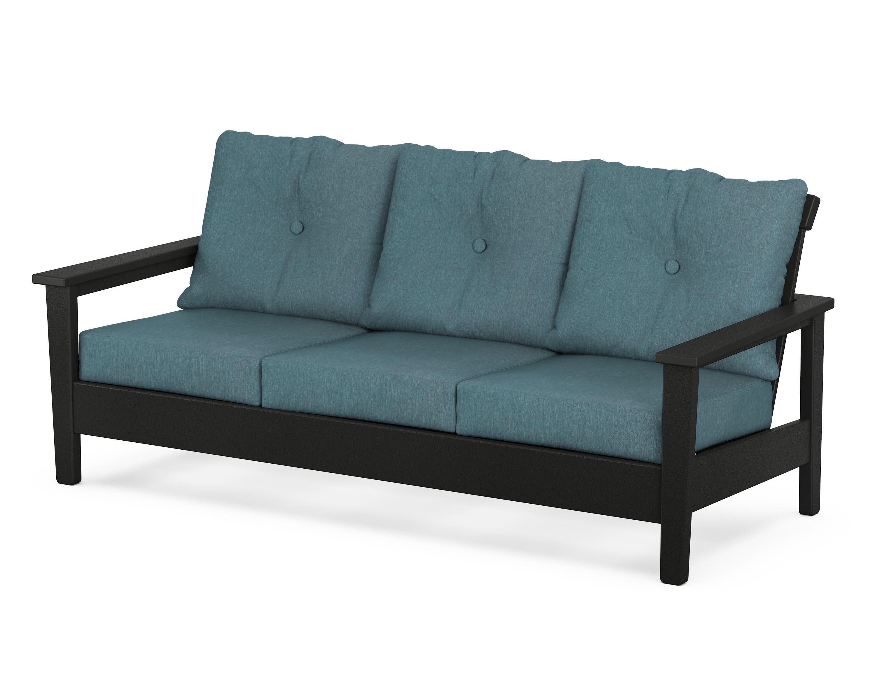 Prescott Deep Seating Sofa in Black / Ocean Teal