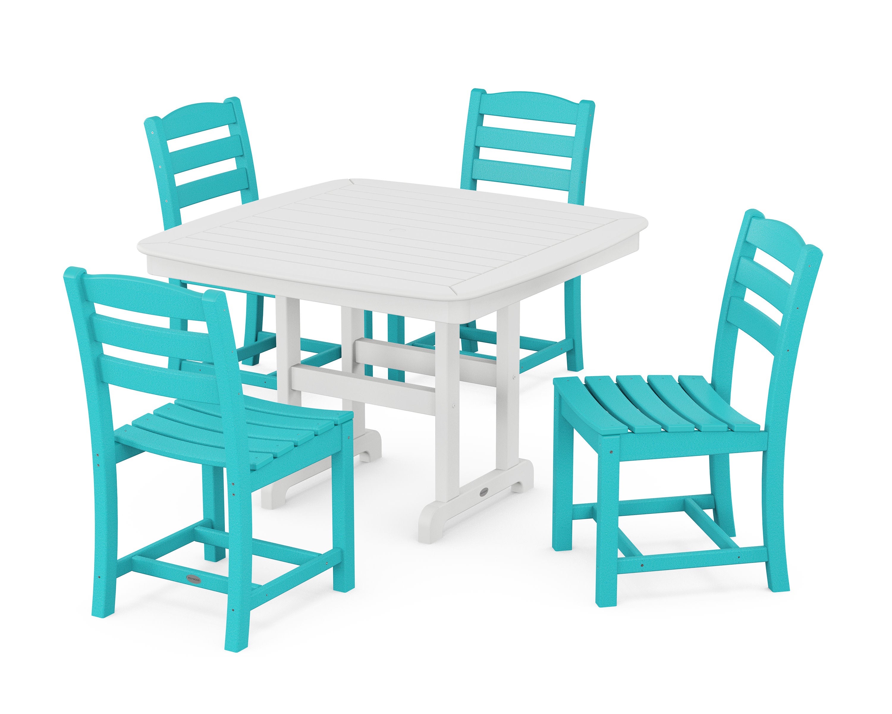 La Casa Caf Side Chair 5-Piece Dining Set with Trestle Legs in Aruba / White