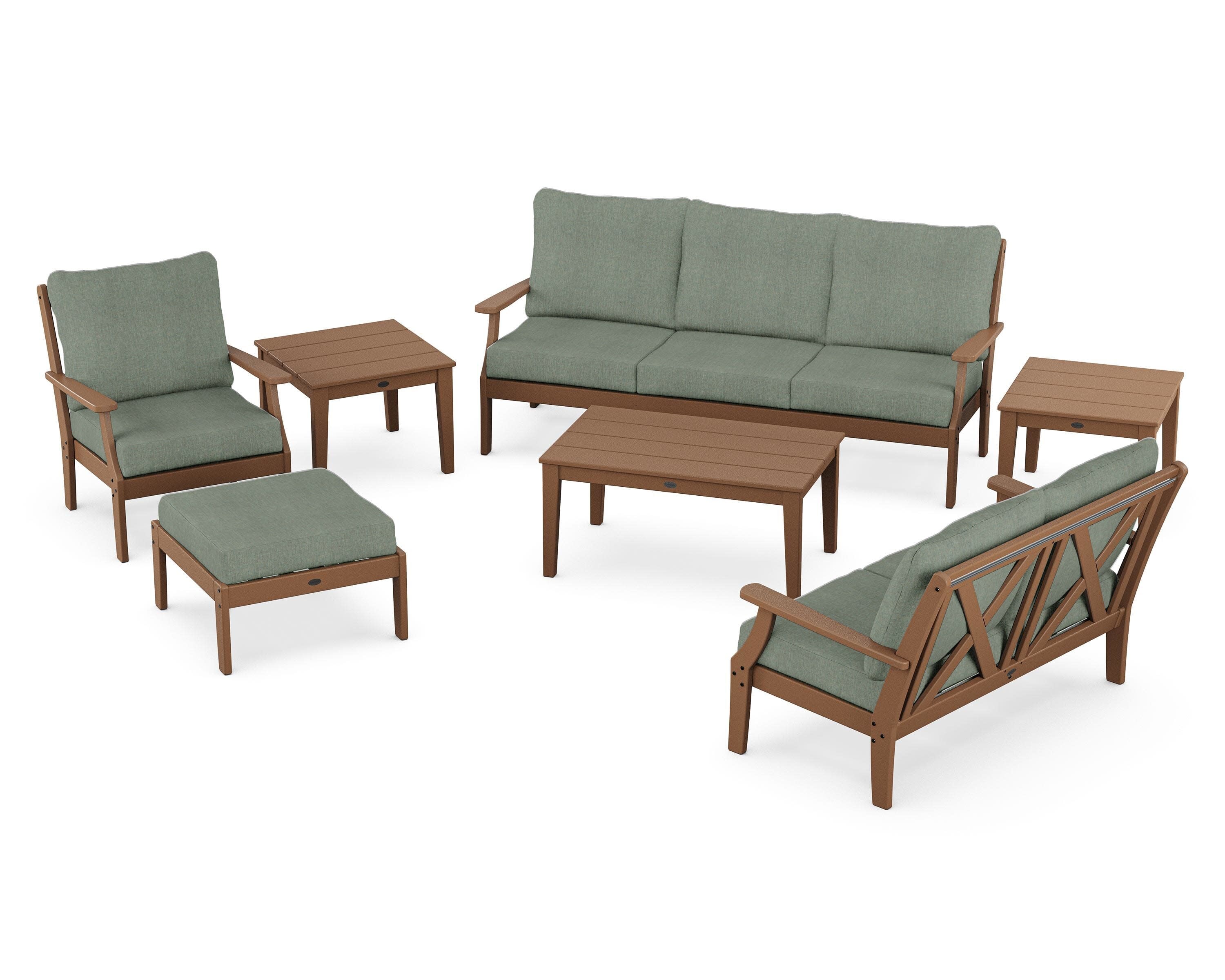 Braxton 7-Piece Deep Seating Set in Teak / Cast Sage