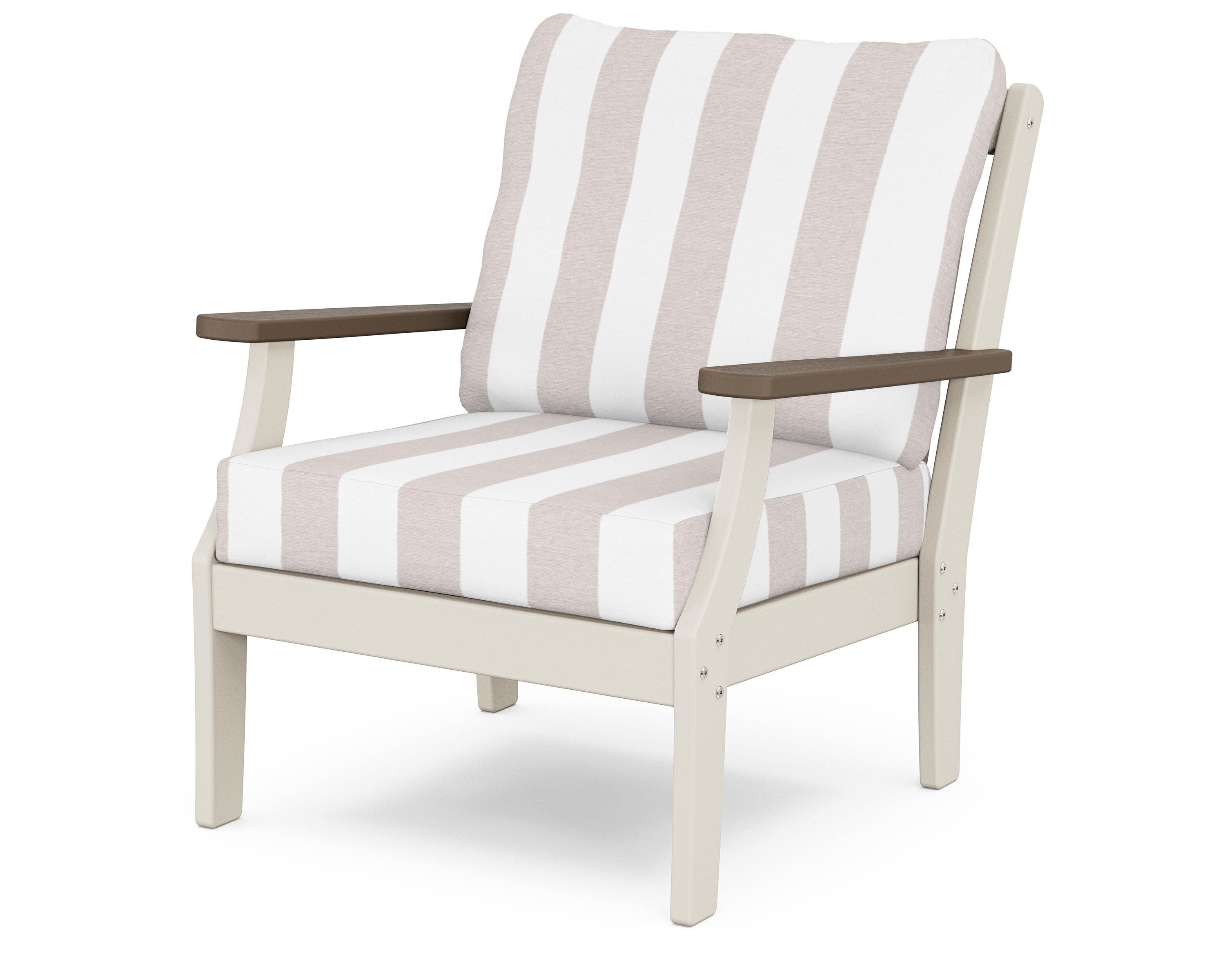 Braxton Deep Seating Chair in Sand / Kona / Cabana Stripe Dune Burlap