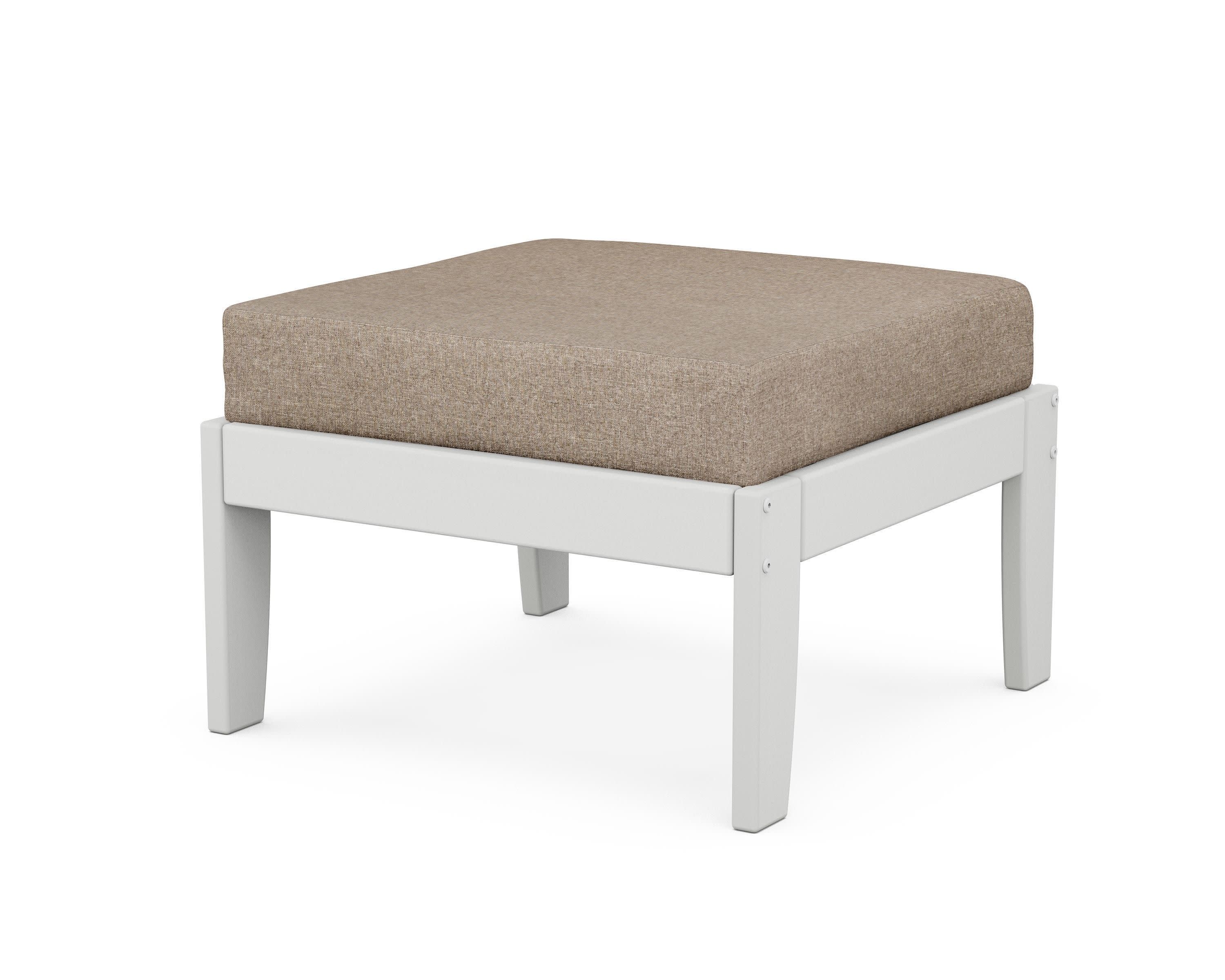 Modular Ottoman - Classic in White / Spiced Burlap