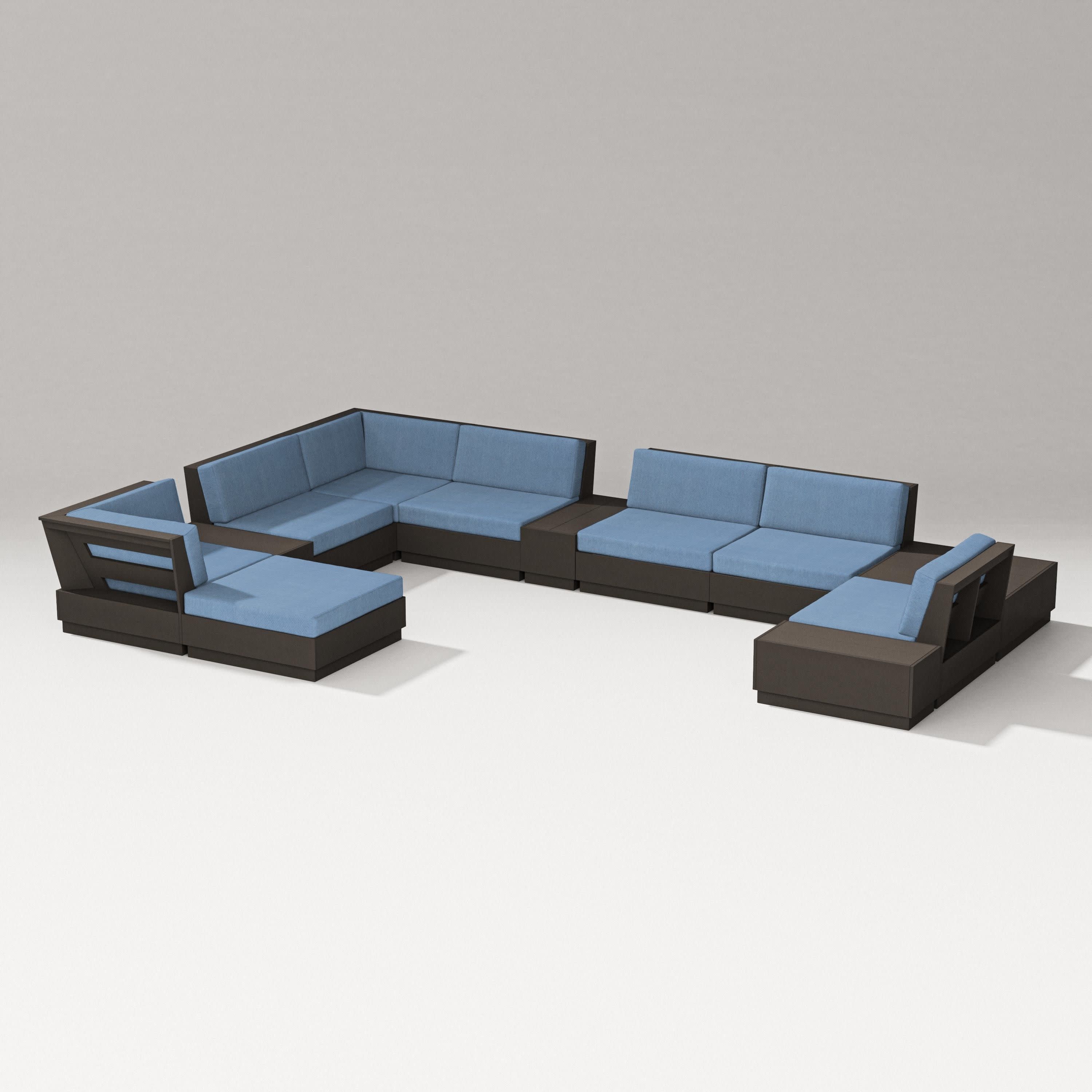 Elevate 12-Piece Conversation Sectional Set in Vintage Coffee / Sky Blue