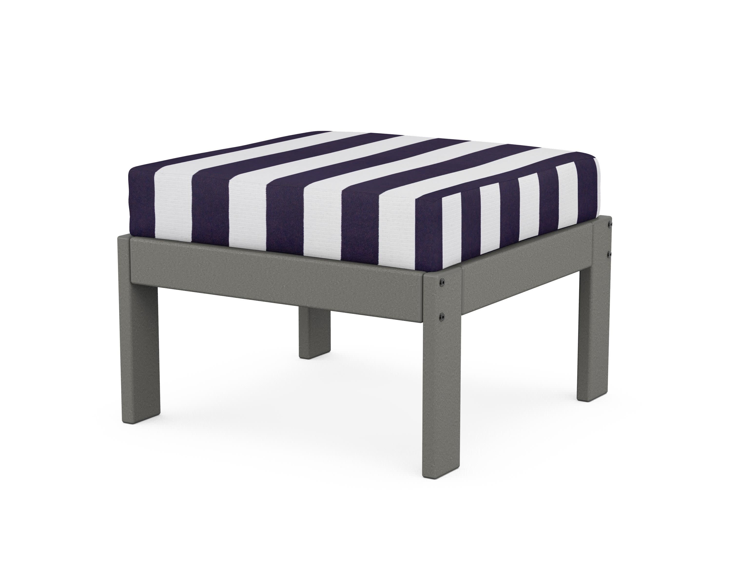 Vineyard Modular Ottoman in Slate Grey / Cabana Stripe Navy