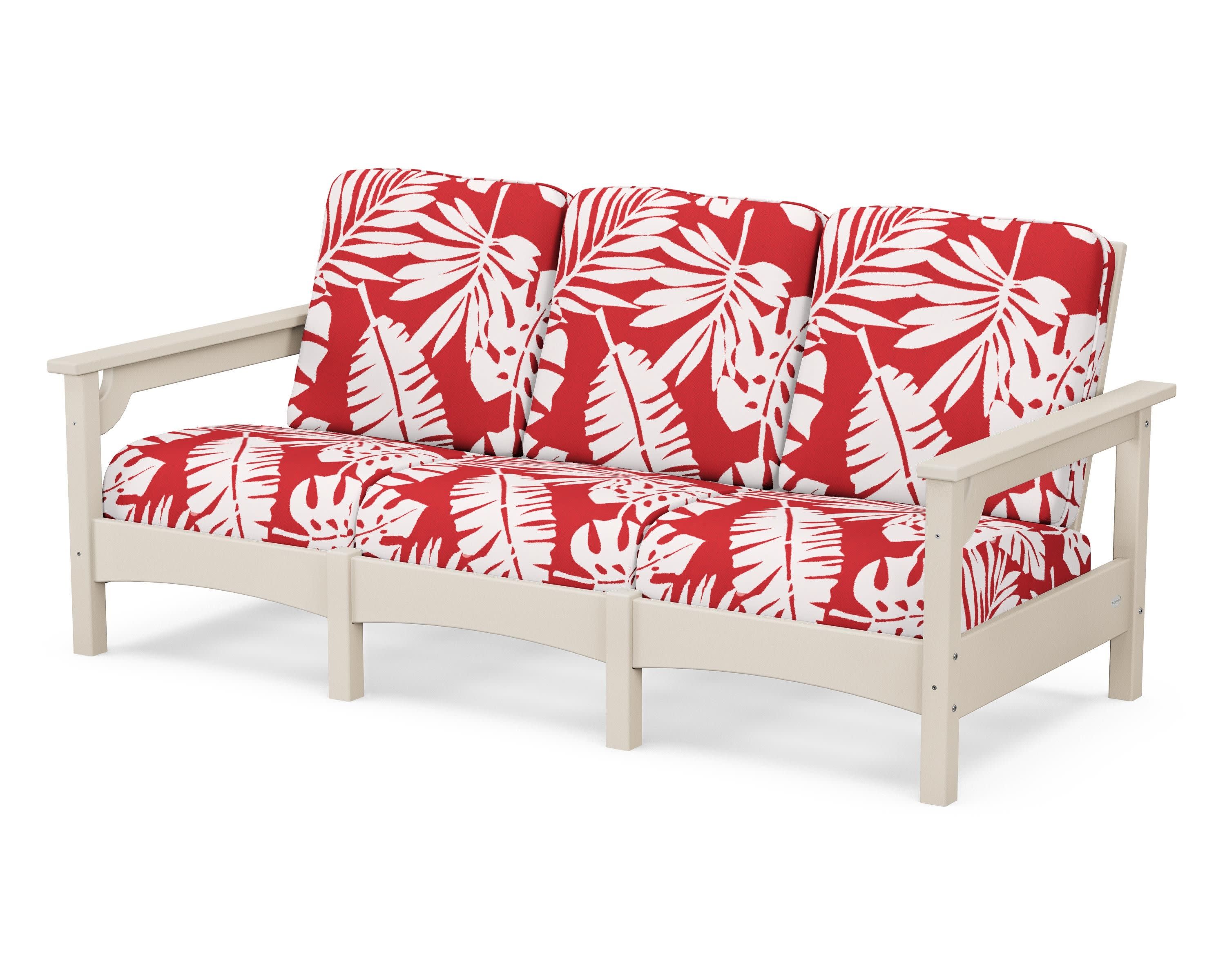Club Sofa in Sand / Leaf Crimson