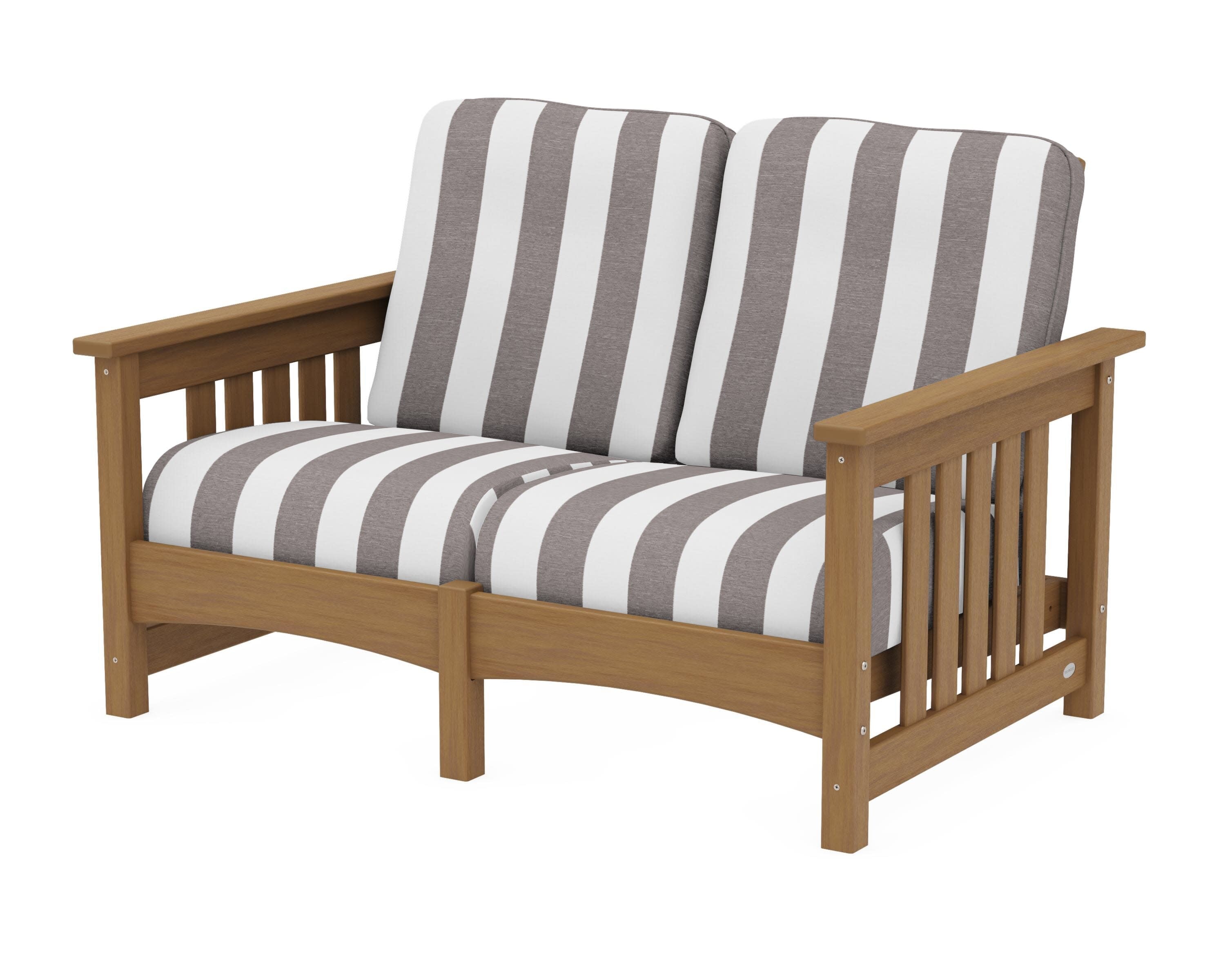 Club Mission Loveseat in Natural / Cabana Stripe Grey Mist