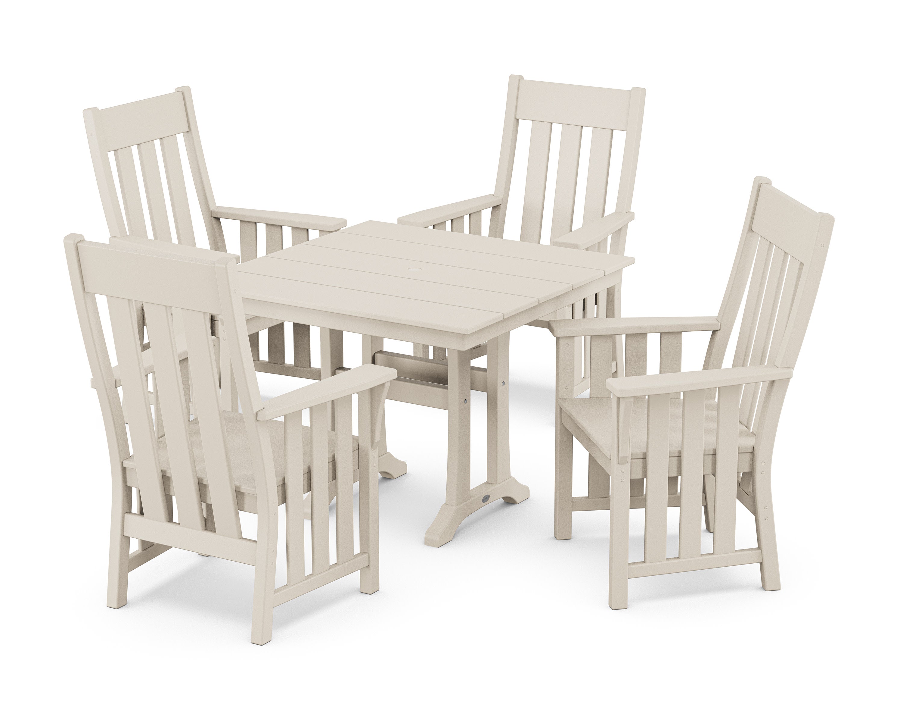 Acadia 5-Piece Farmhouse Dining Set with Trestle Legs in Sand