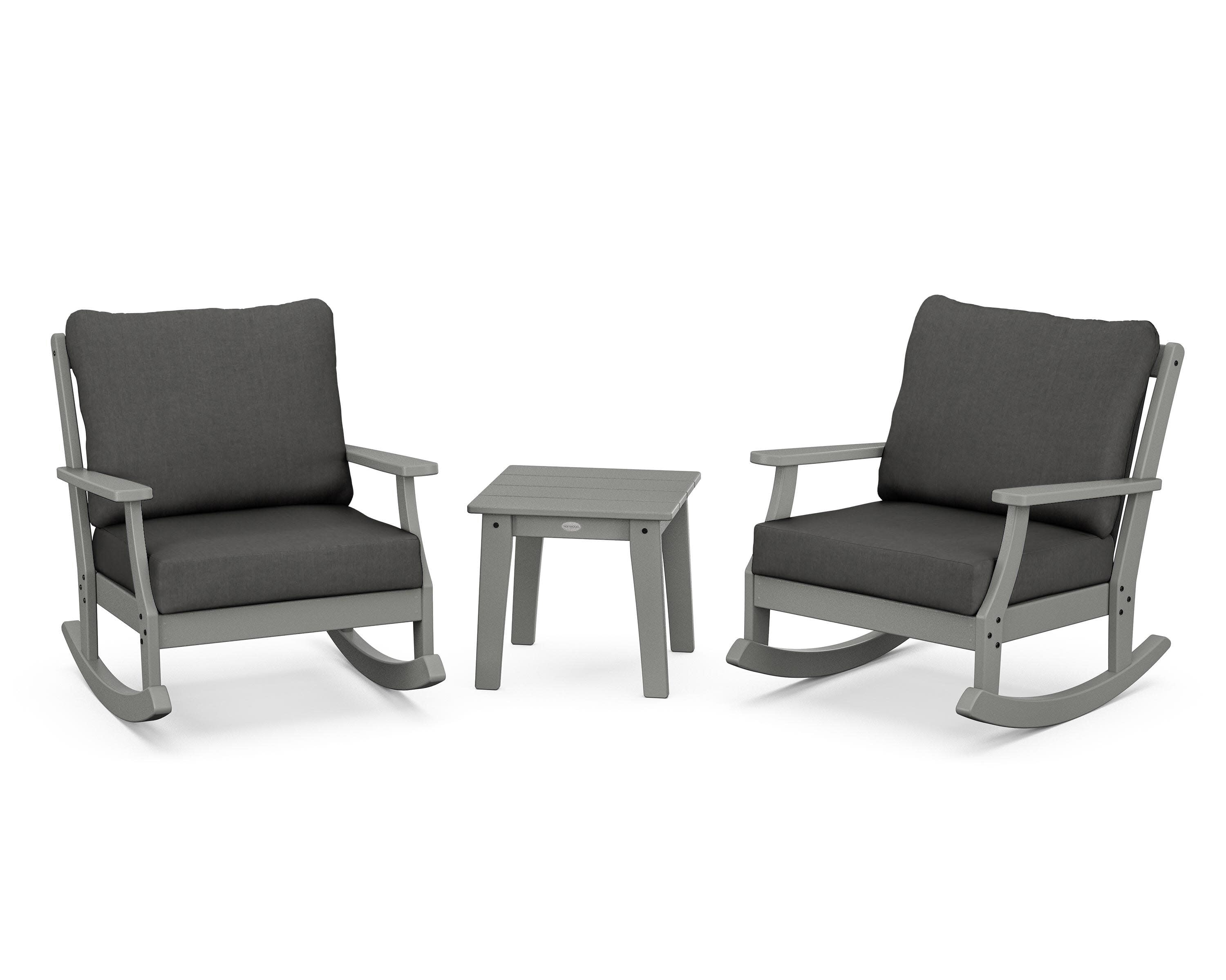 Braxton 3-Piece Deep Seating Rocker Set in Slate Grey / Spectrum Carbon