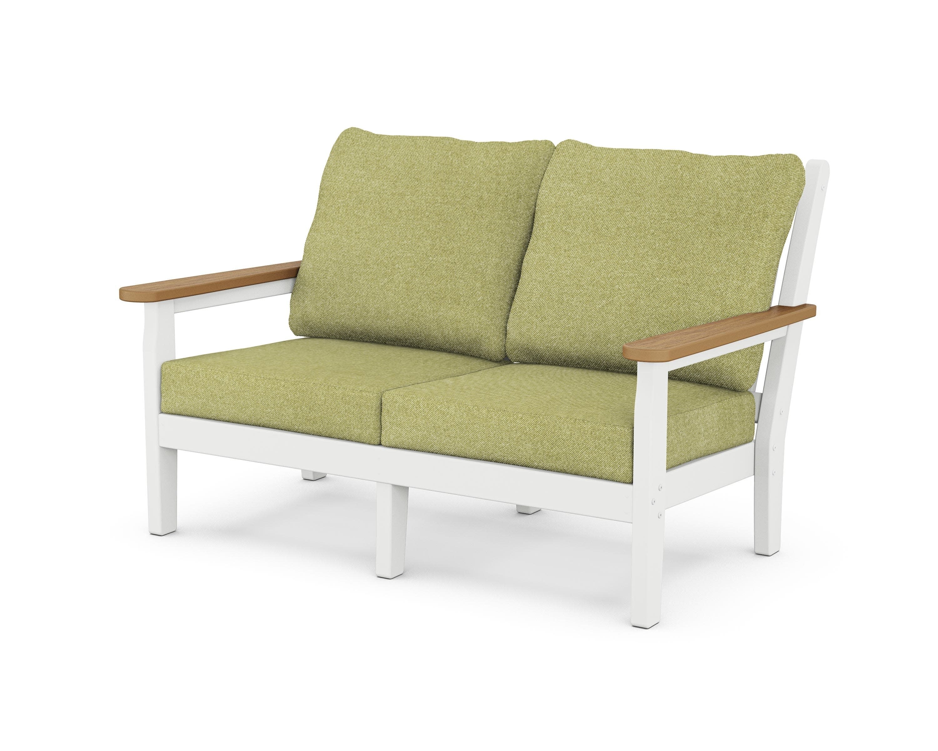 Chippendale Deep Seating Loveseat in White / Natural / Chartreuse Boucle