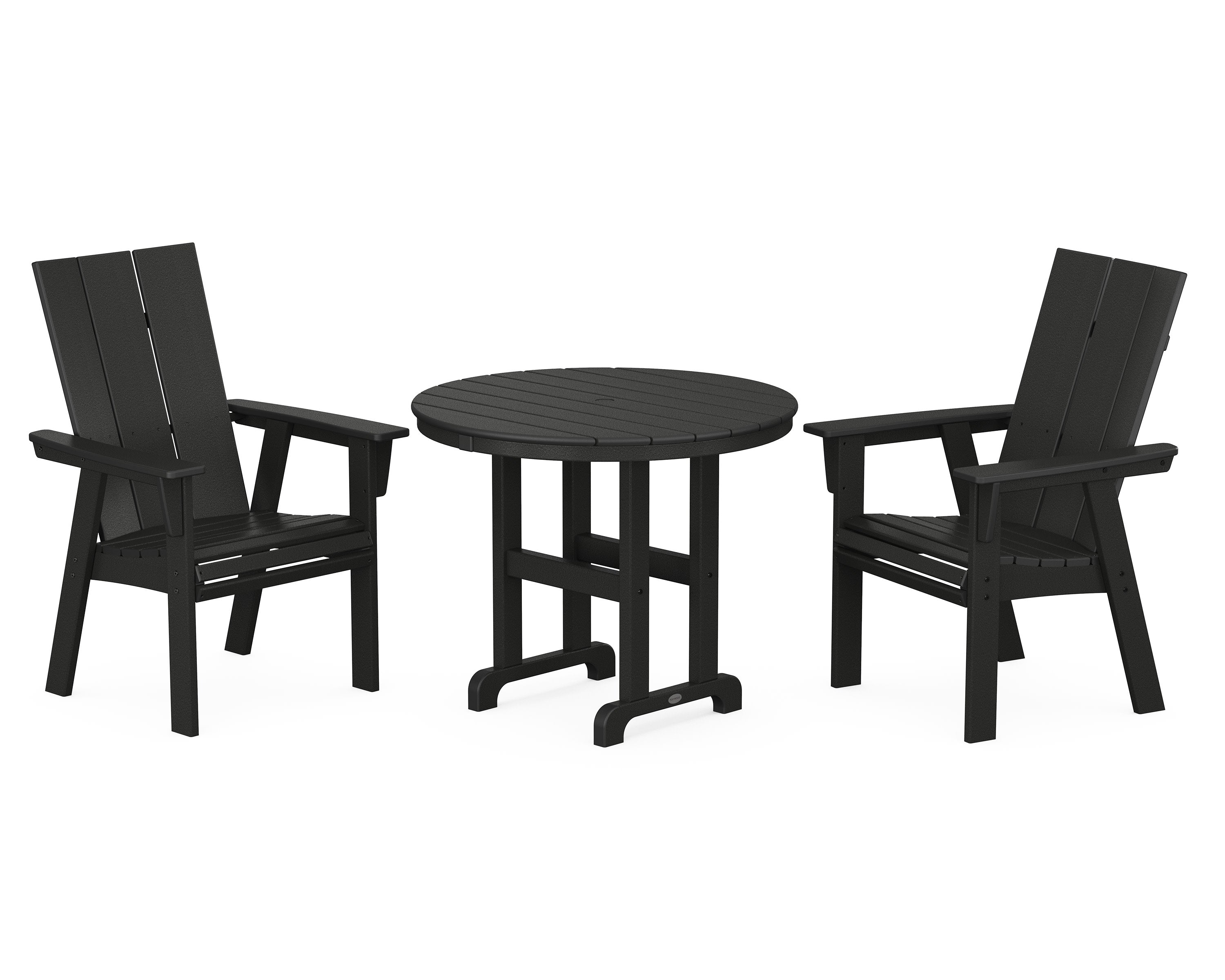 Modern Adirondack 3-Piece Round Dining Set in Black