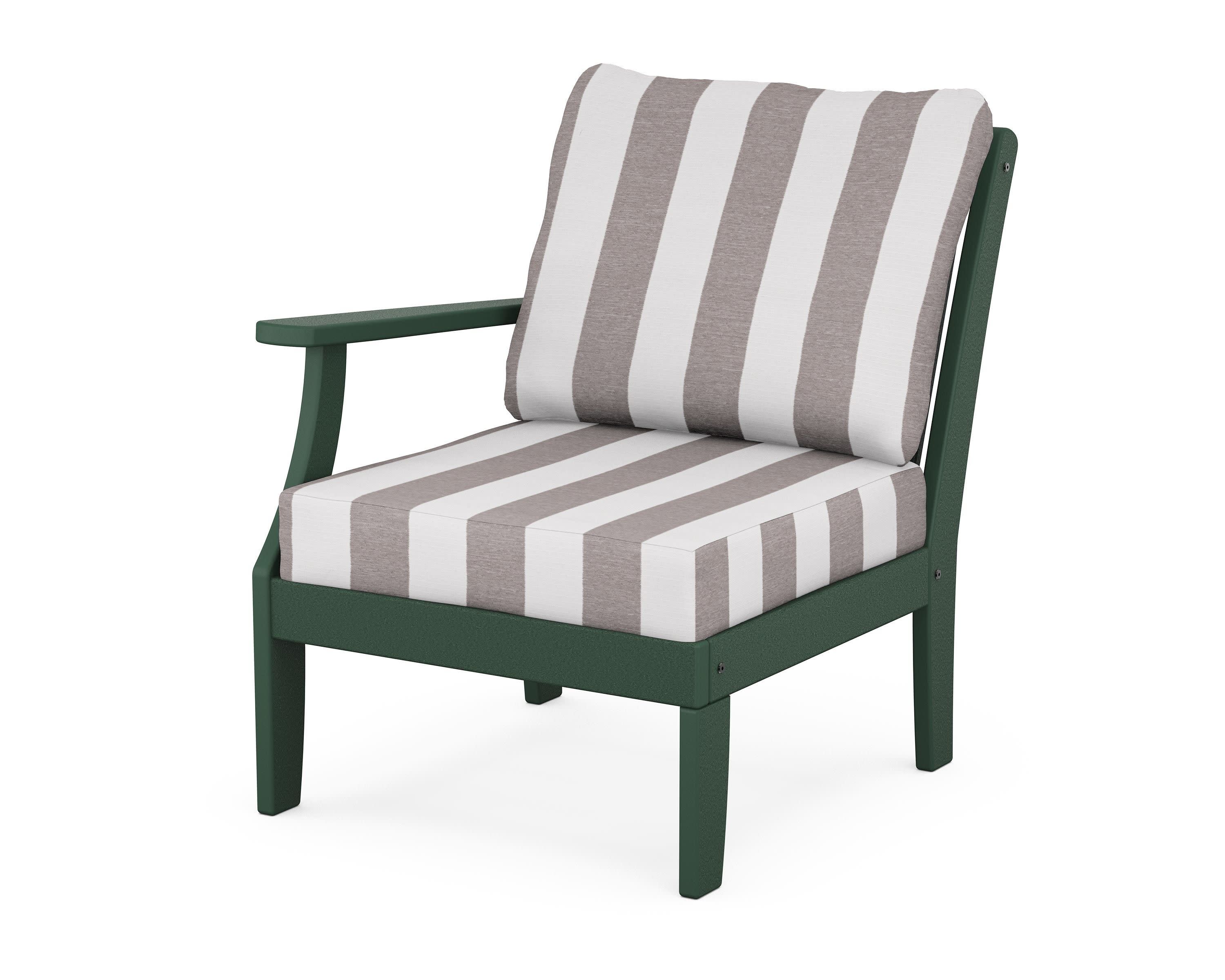 Braxton Modular Left Arm Chair in Green / Cabana Stripe Grey Mist