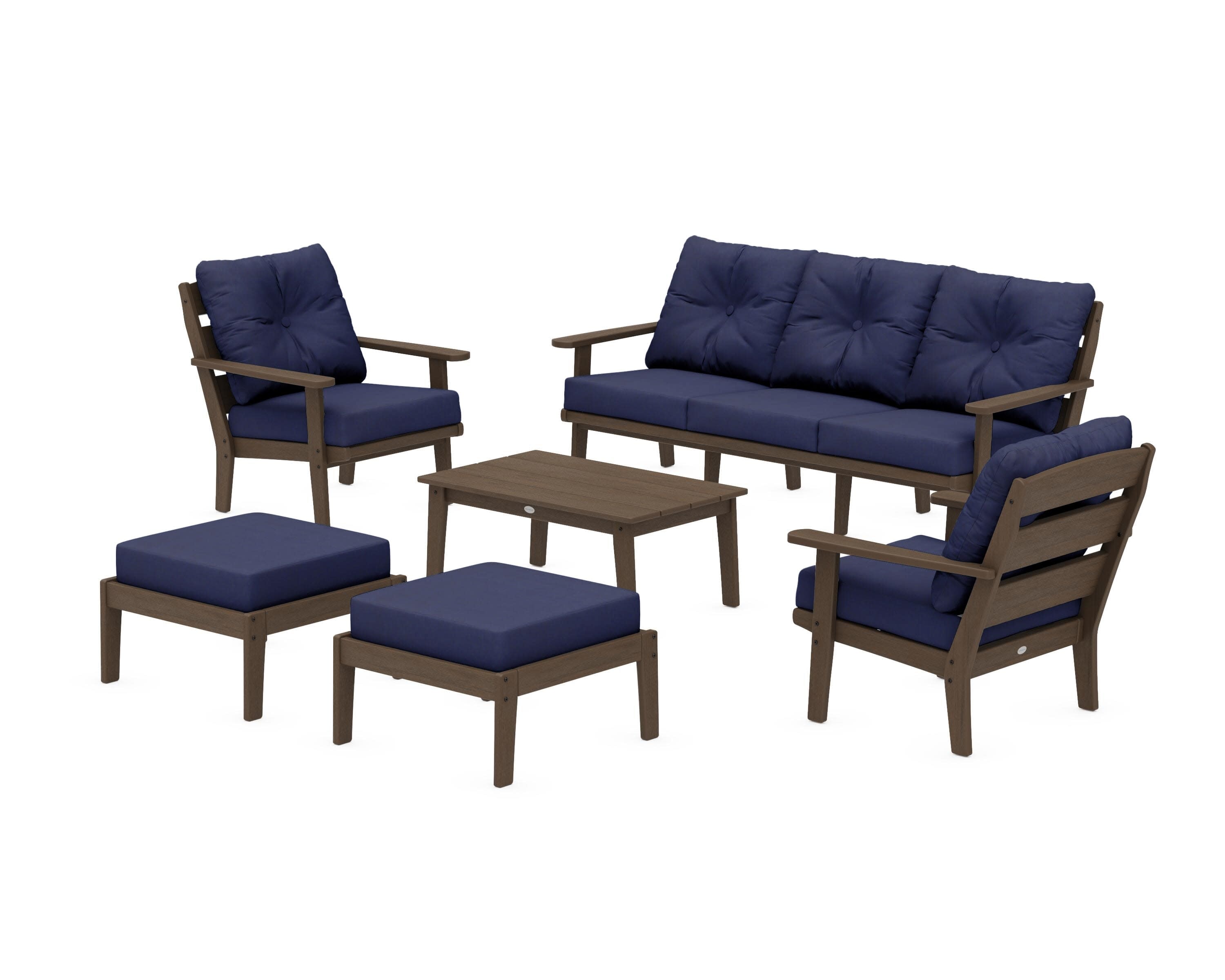 Lakeside 6-Piece Lounge Sofa Set in Kona / Navy