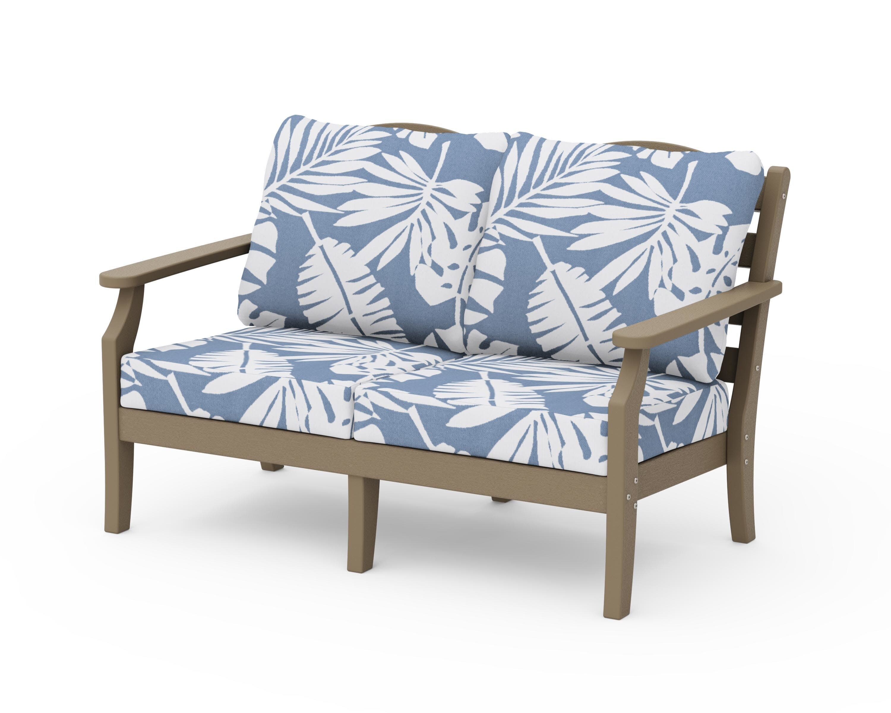 Savannah Deep Seating Loveseat in Vintage Sahara / Leaf Sky Blue