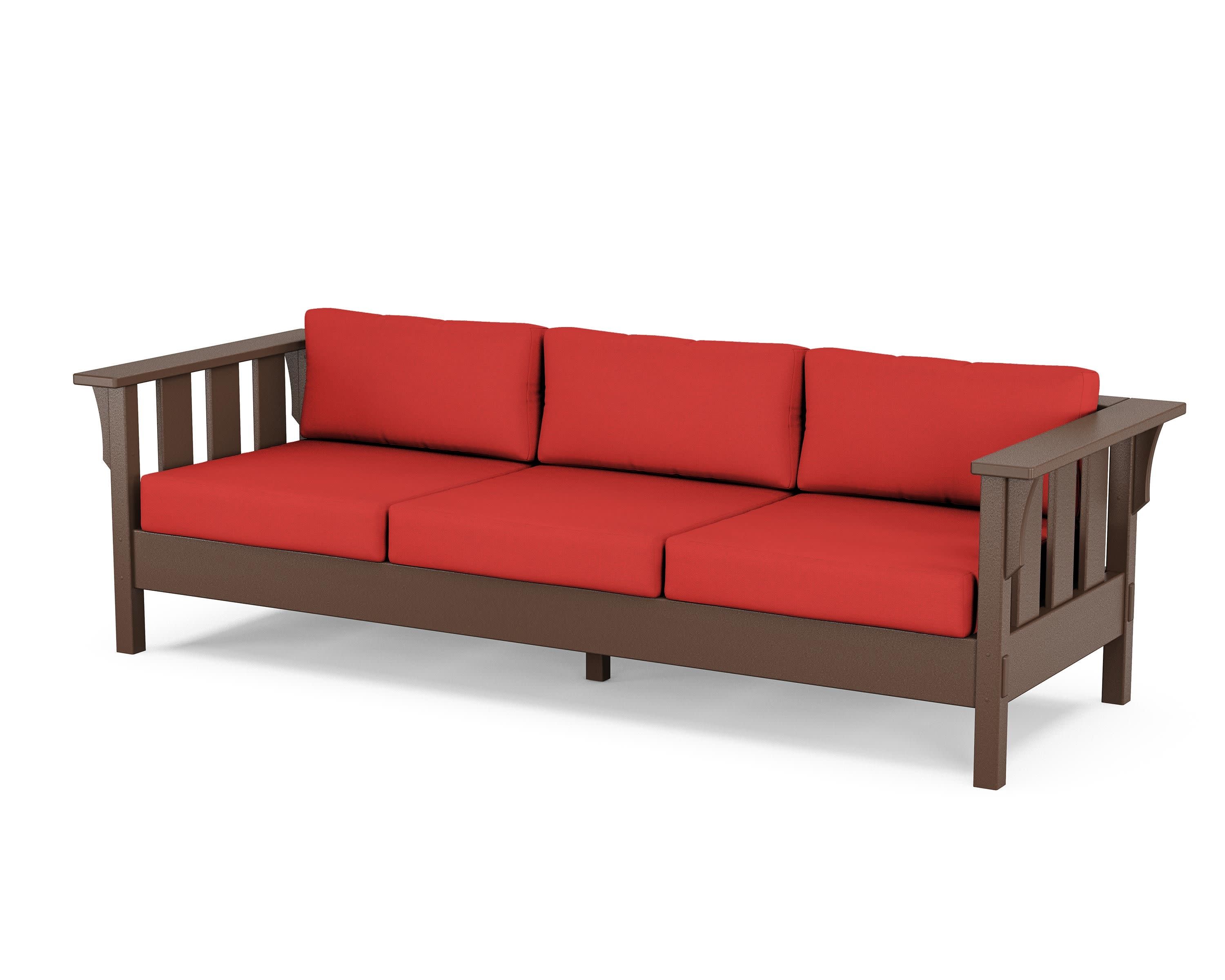 Acadia Deep Seating Sofa in Mahogany / Crimson Linen