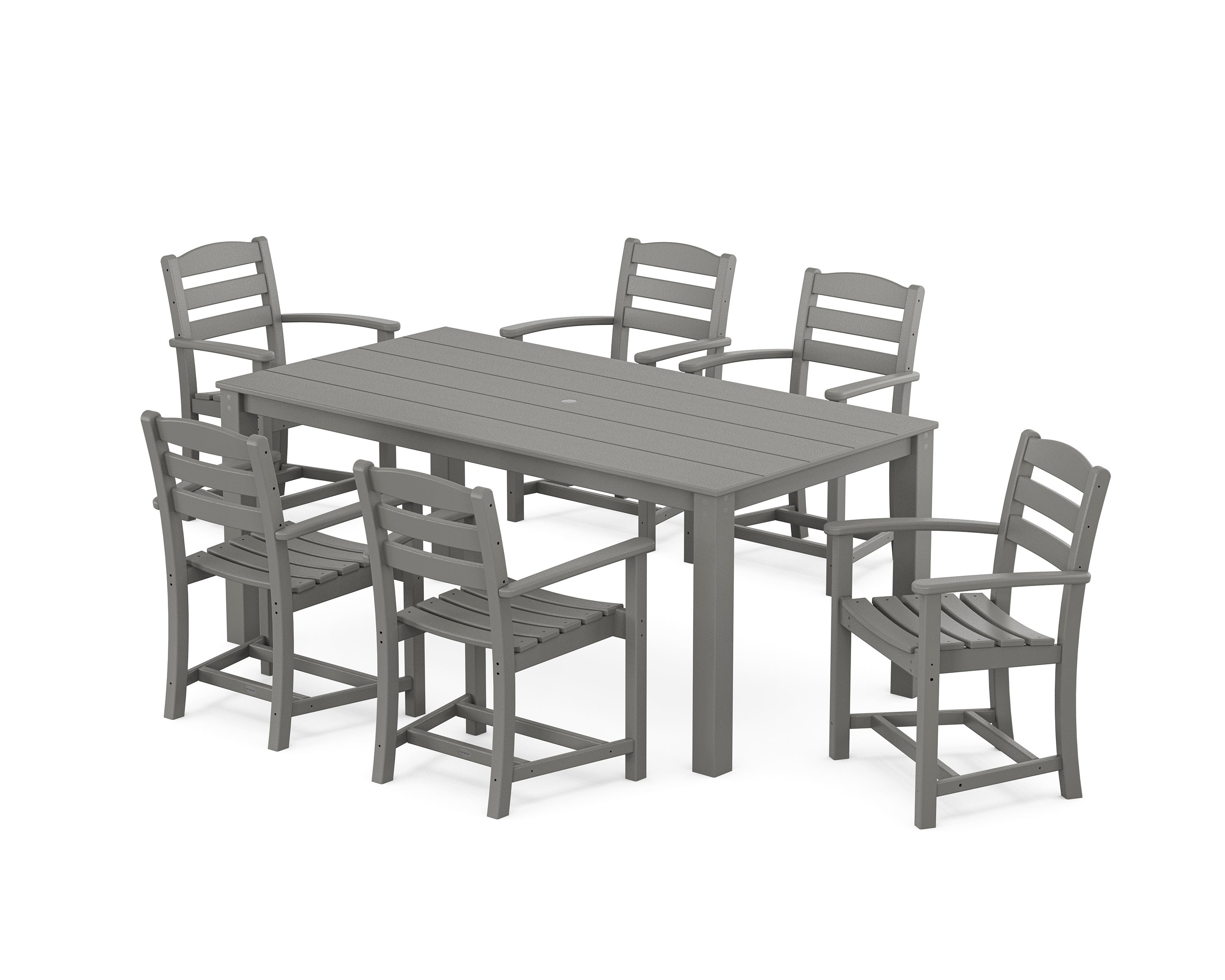 La Casa Cafe' Arm Chair 7-Piece Parsons Dining Set in Slate Grey