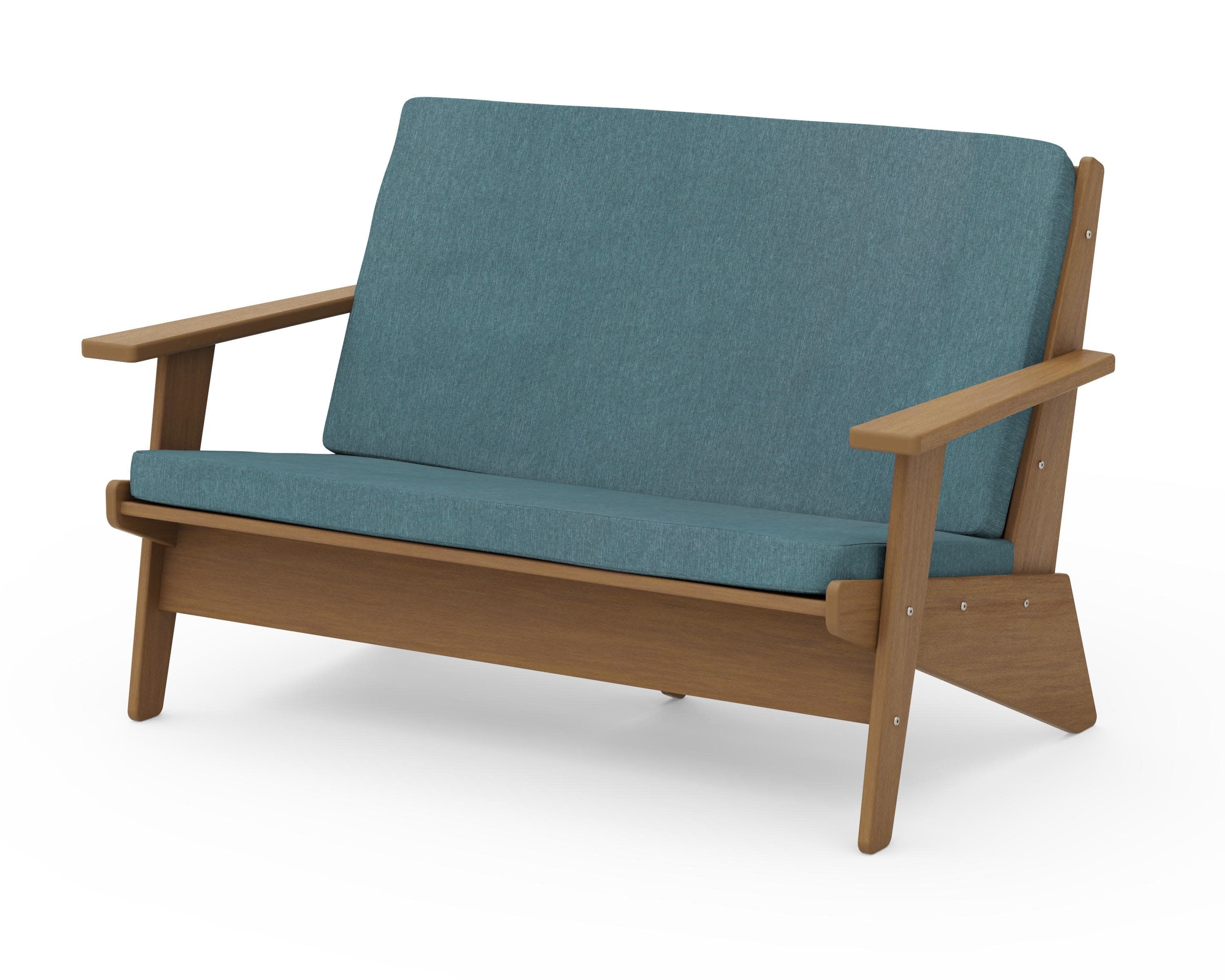 Riviera Modern Lounge Loveseat in Natural / Ocean Teal