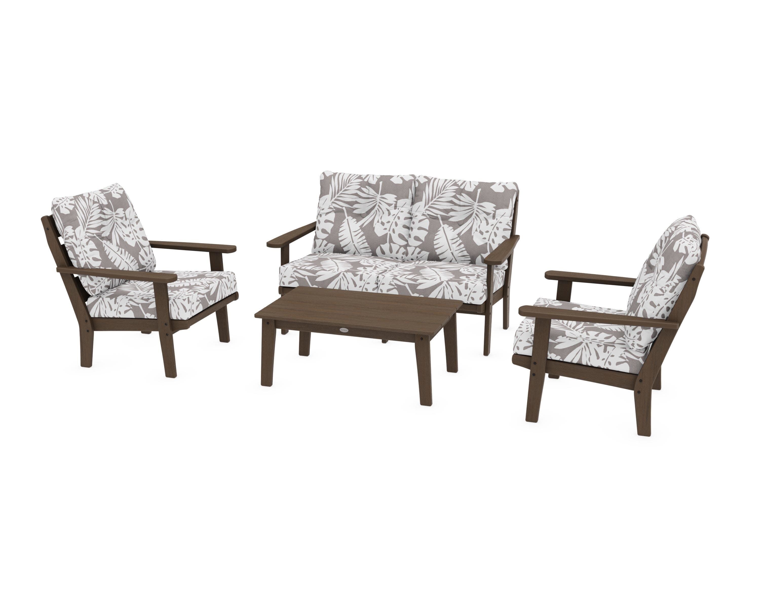 Lakeside 4-Piece Deep Seating Set in Kona / Leaf Grey Mist