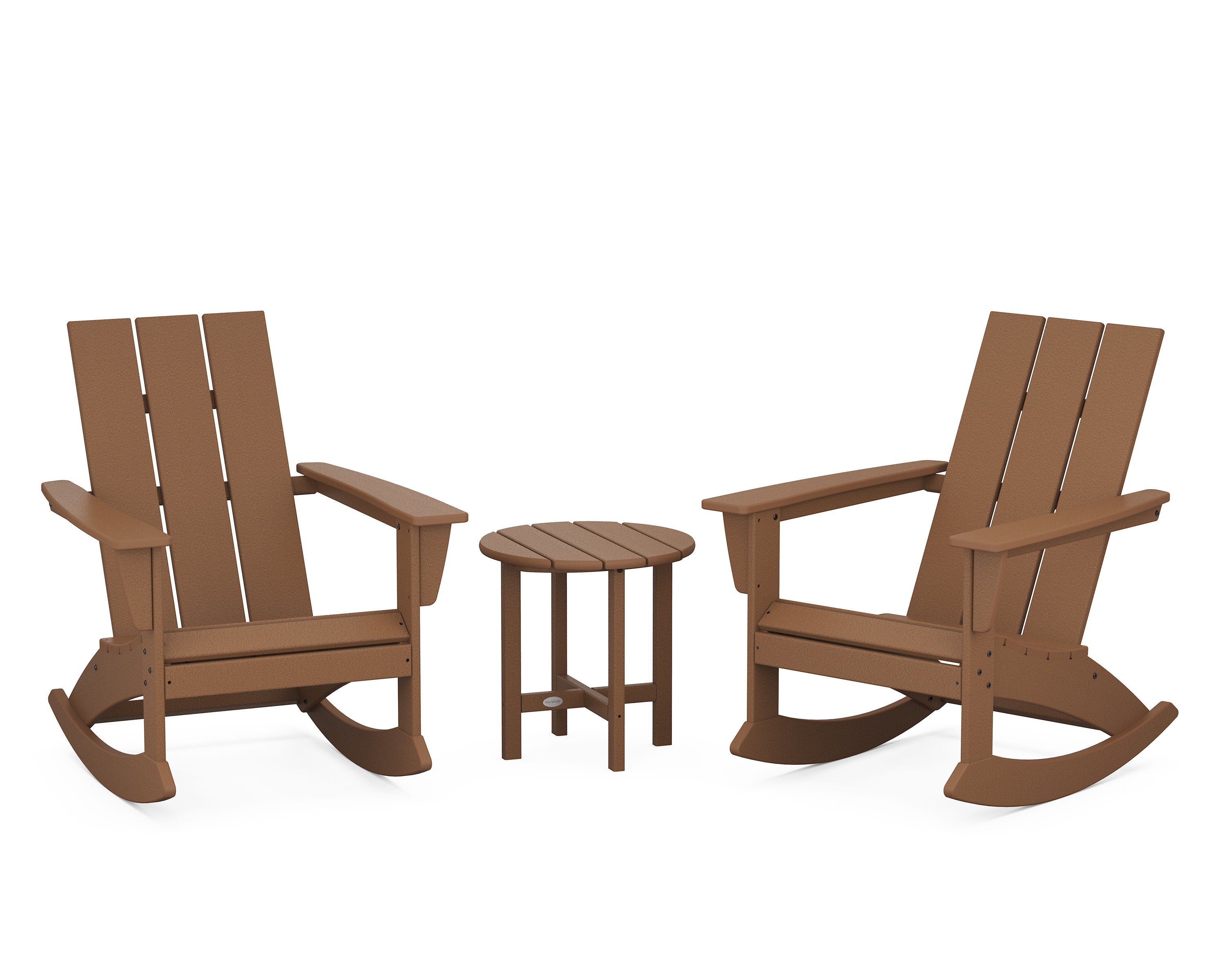Modern 3-Piece Adirondack Rocking Chair Set in Teak