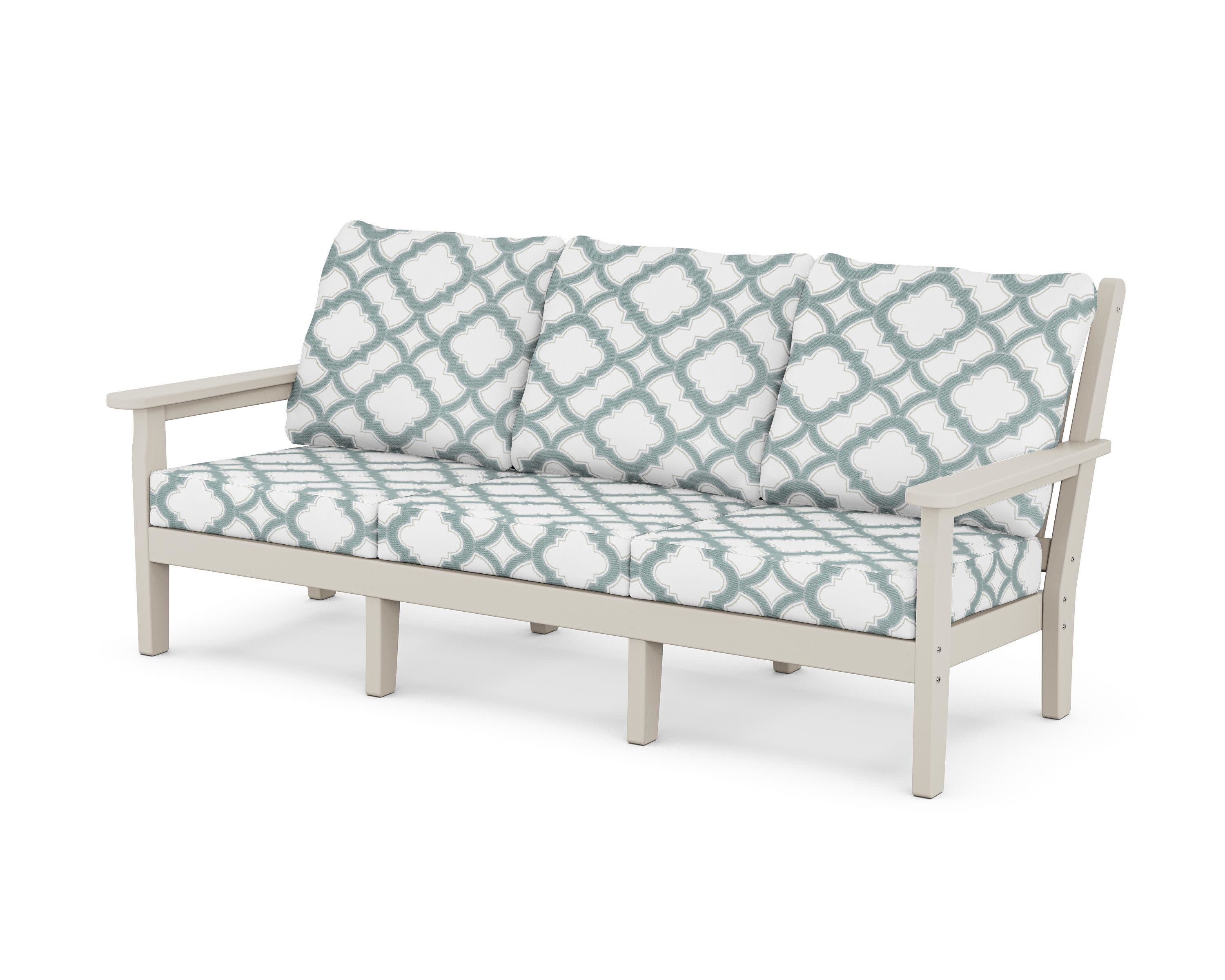 Chippendale Deep Seating Sofa in Sand / Trellis Glacier Spa