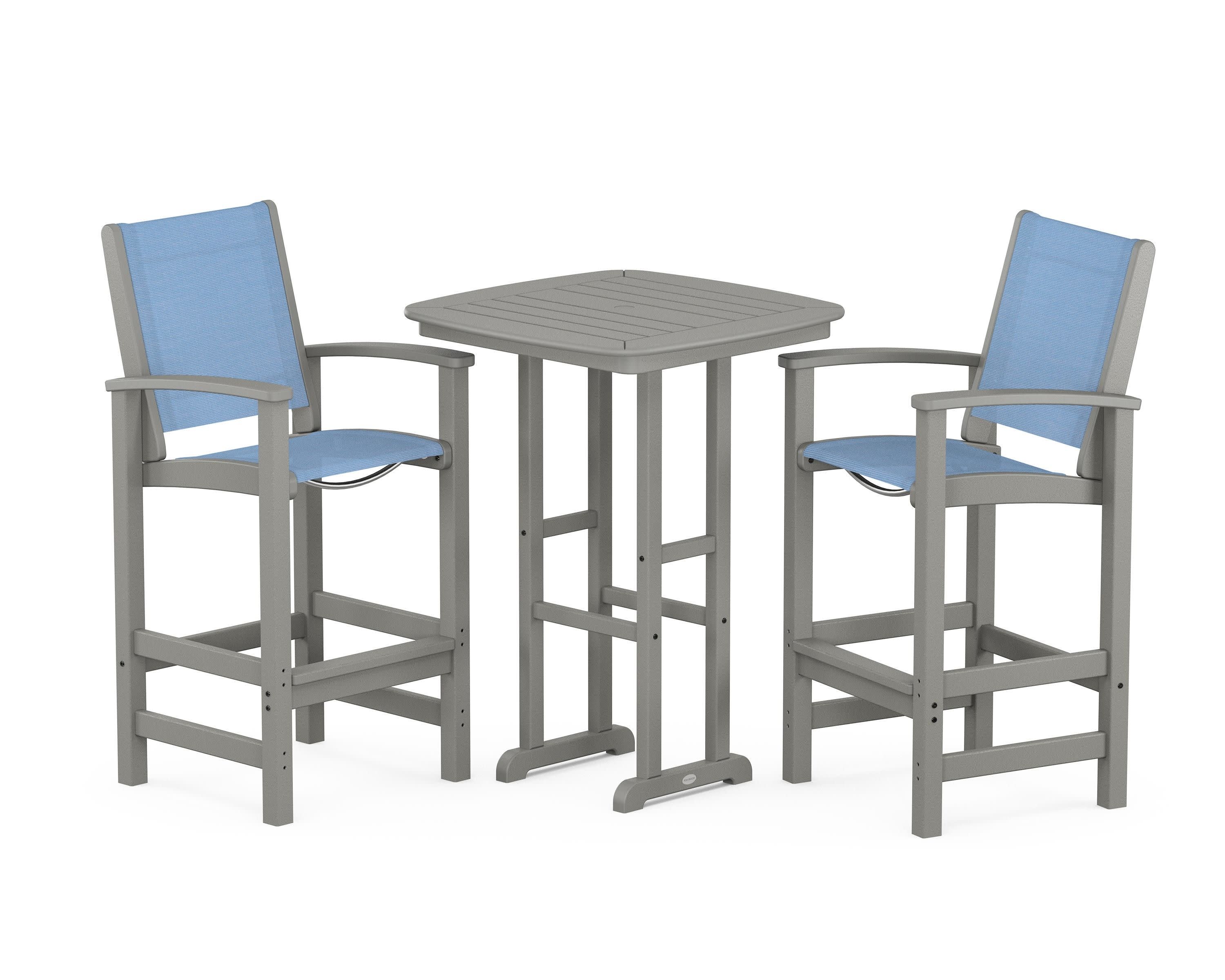Coastal 3-Piece Bar Set in Slate Grey / Poolside Sling