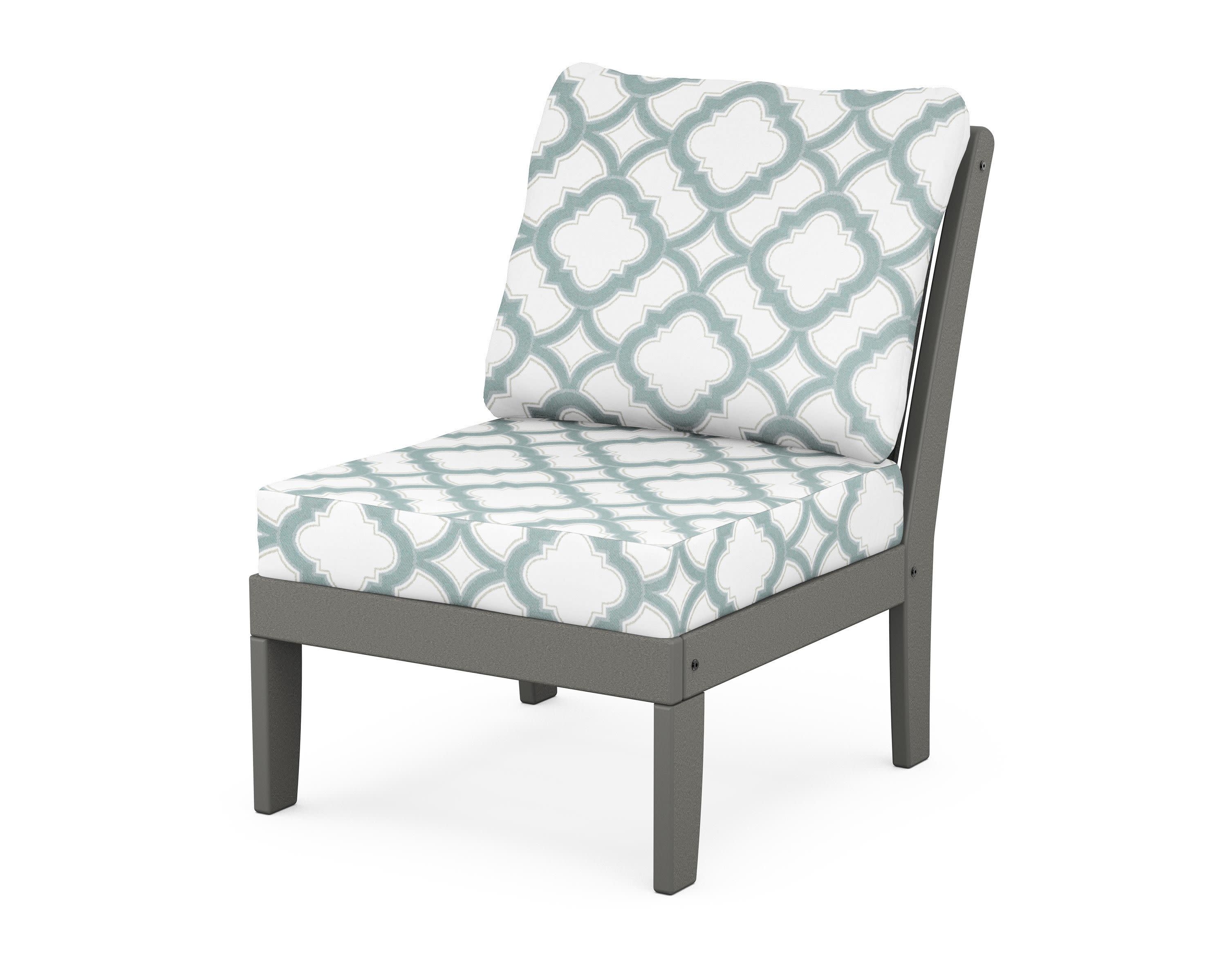 Braxton Modular Armless Chair in Slate Grey / Trellis Glacier Spa