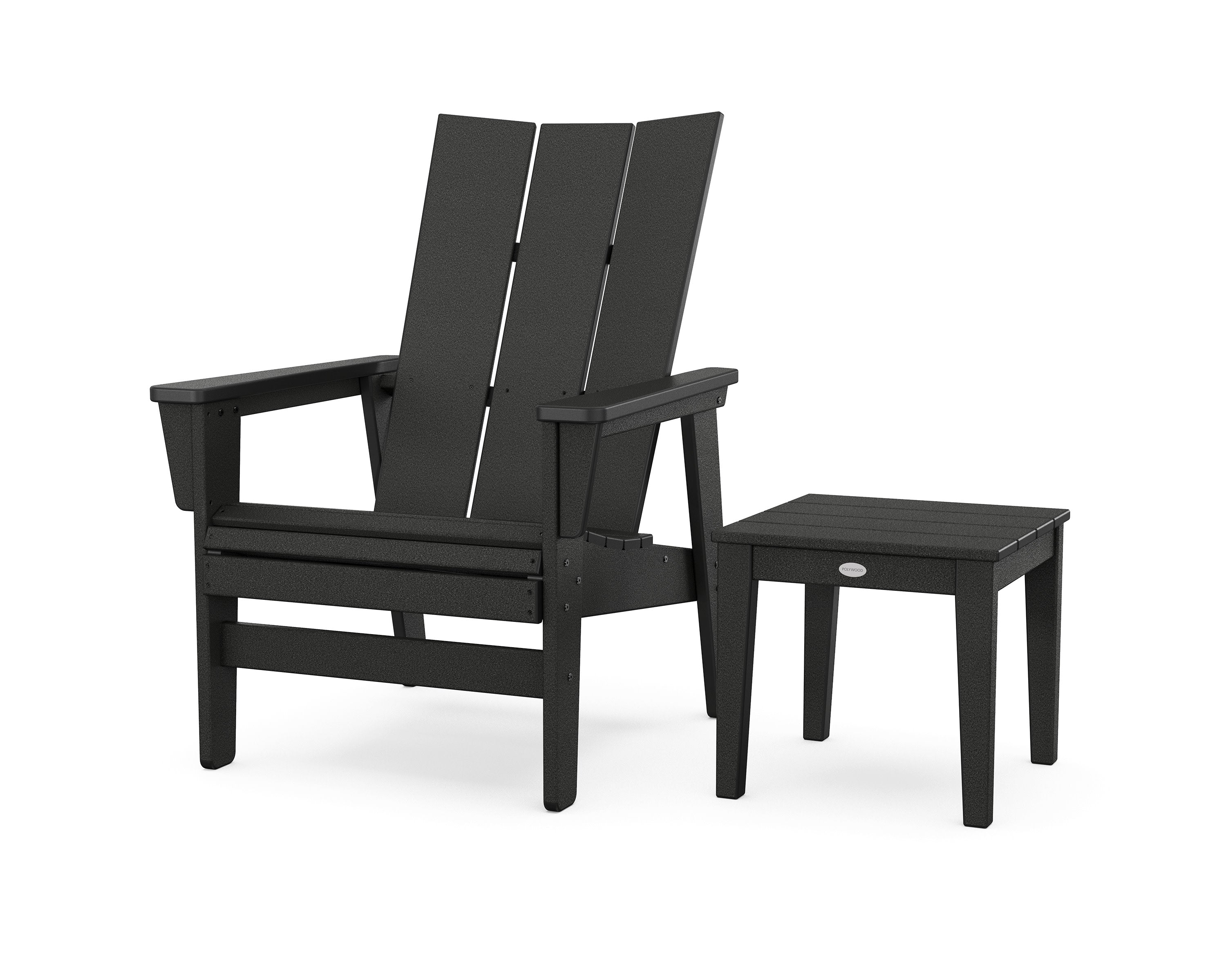 Modern Grand Upright Adirondack Chair with Side Table in Black