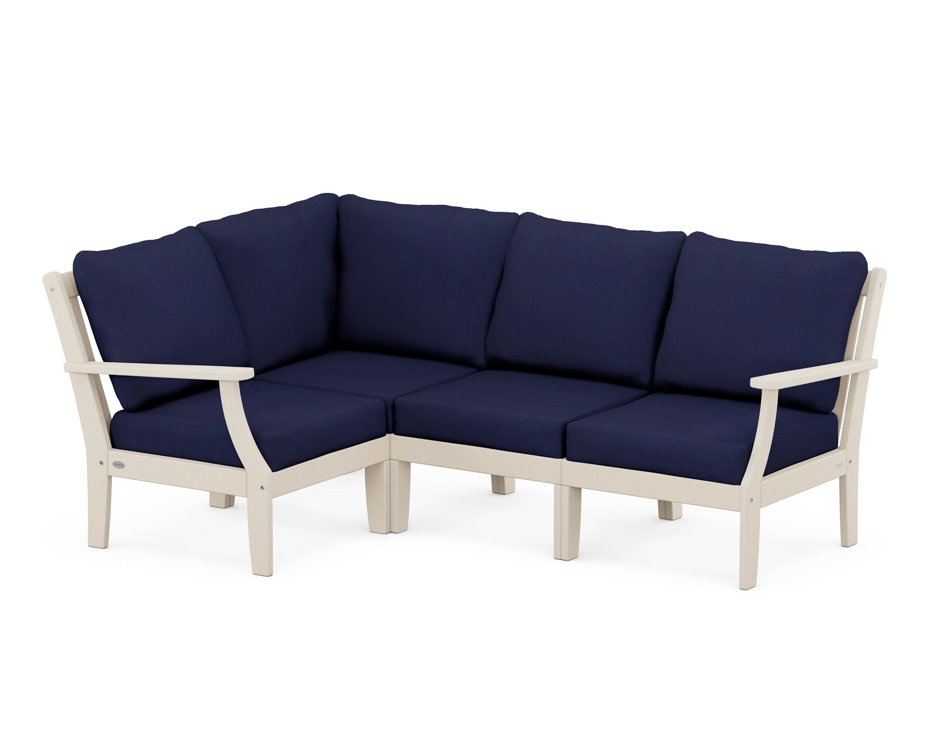 Braxton Modular 4-Piece Deep Seating Set in Sand / Navy