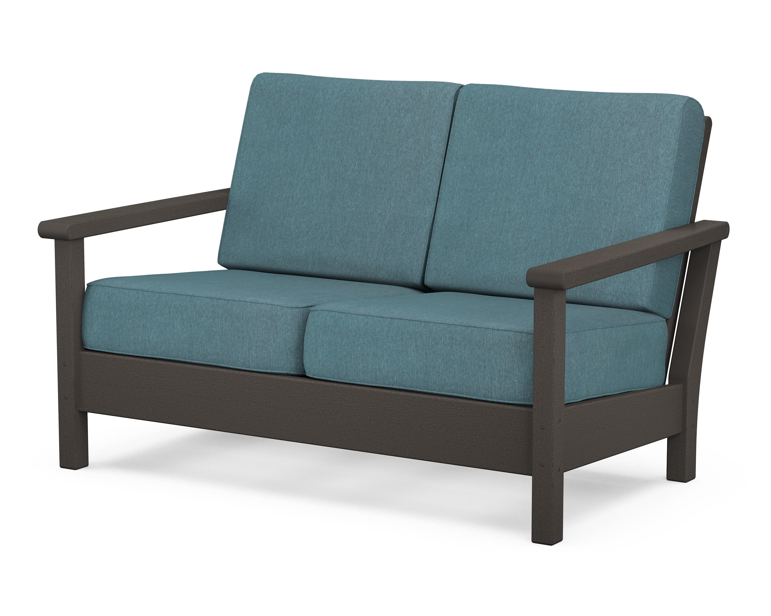 Harbour Deep Seating Loveseat in Vintage Coffee / Ocean Teal